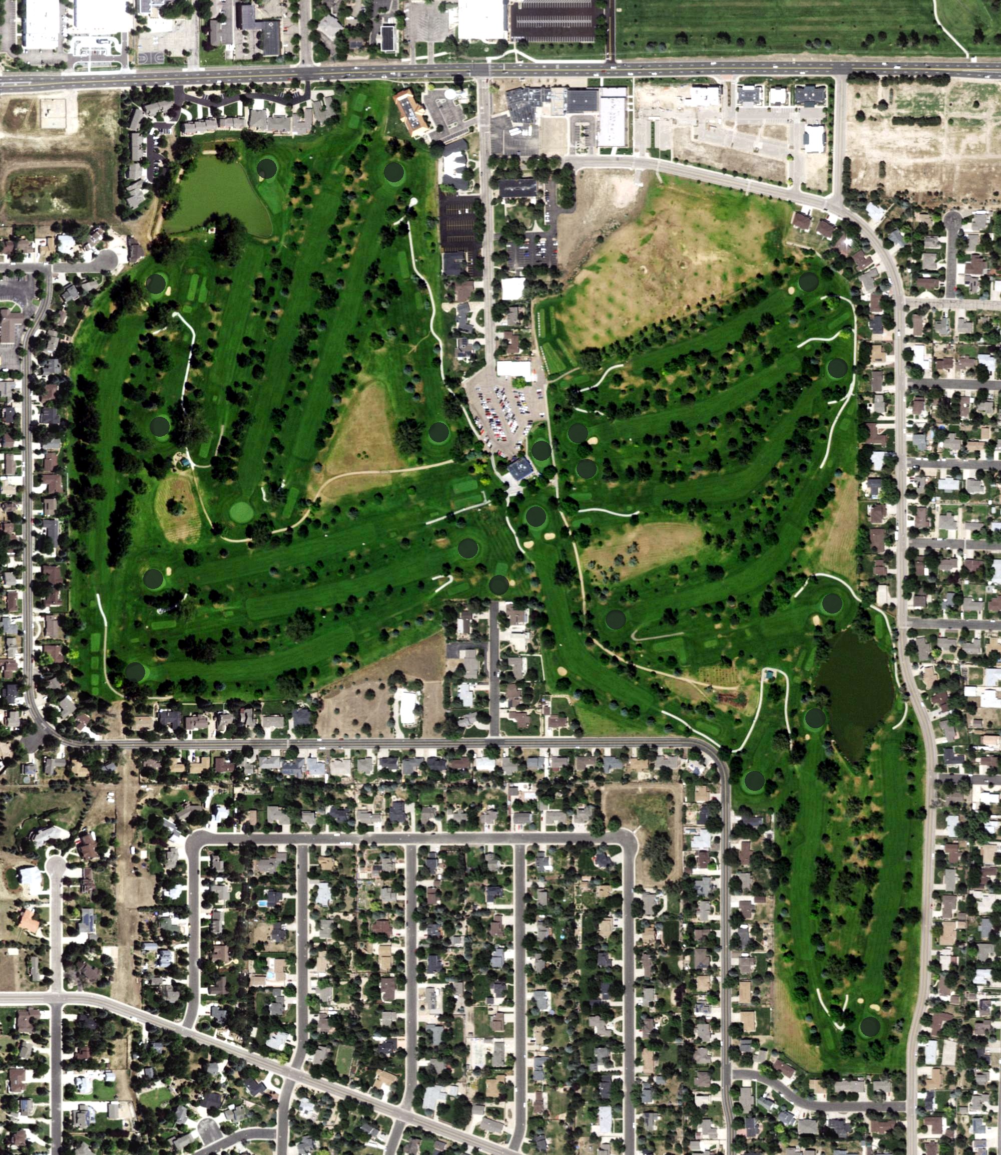 Aerial view of Highland Hills Golf Course, CO