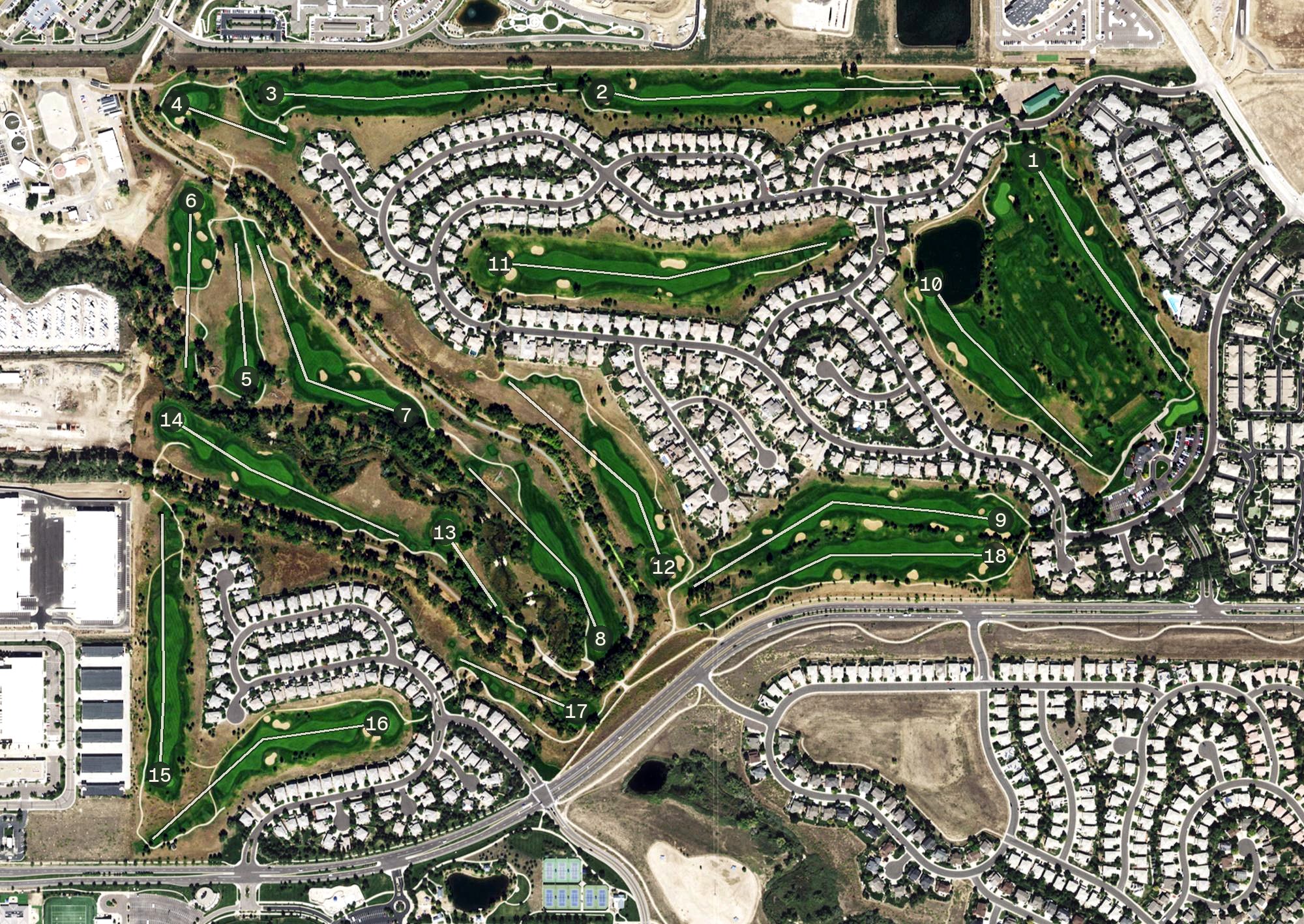 Aerial view of Highlands Ranch Golf Club, CO