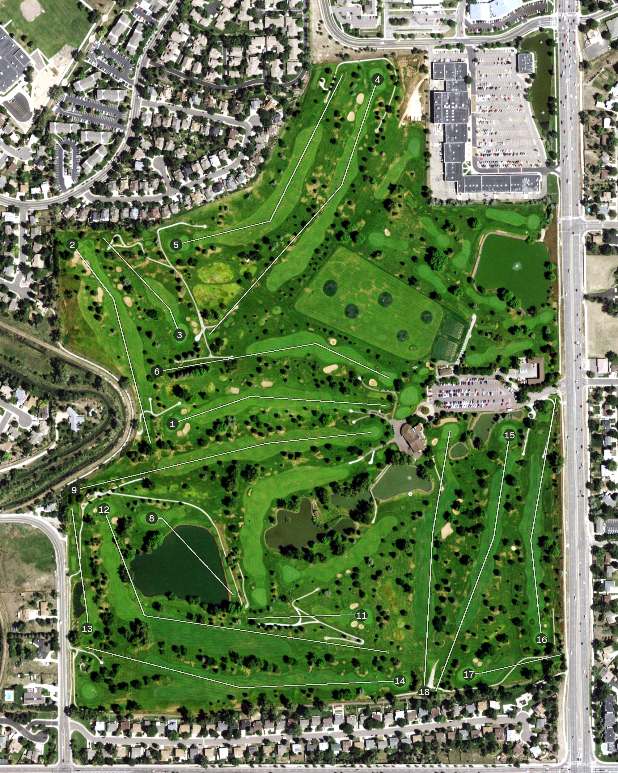 Aerial view of Indian Tree Golf Club, CO