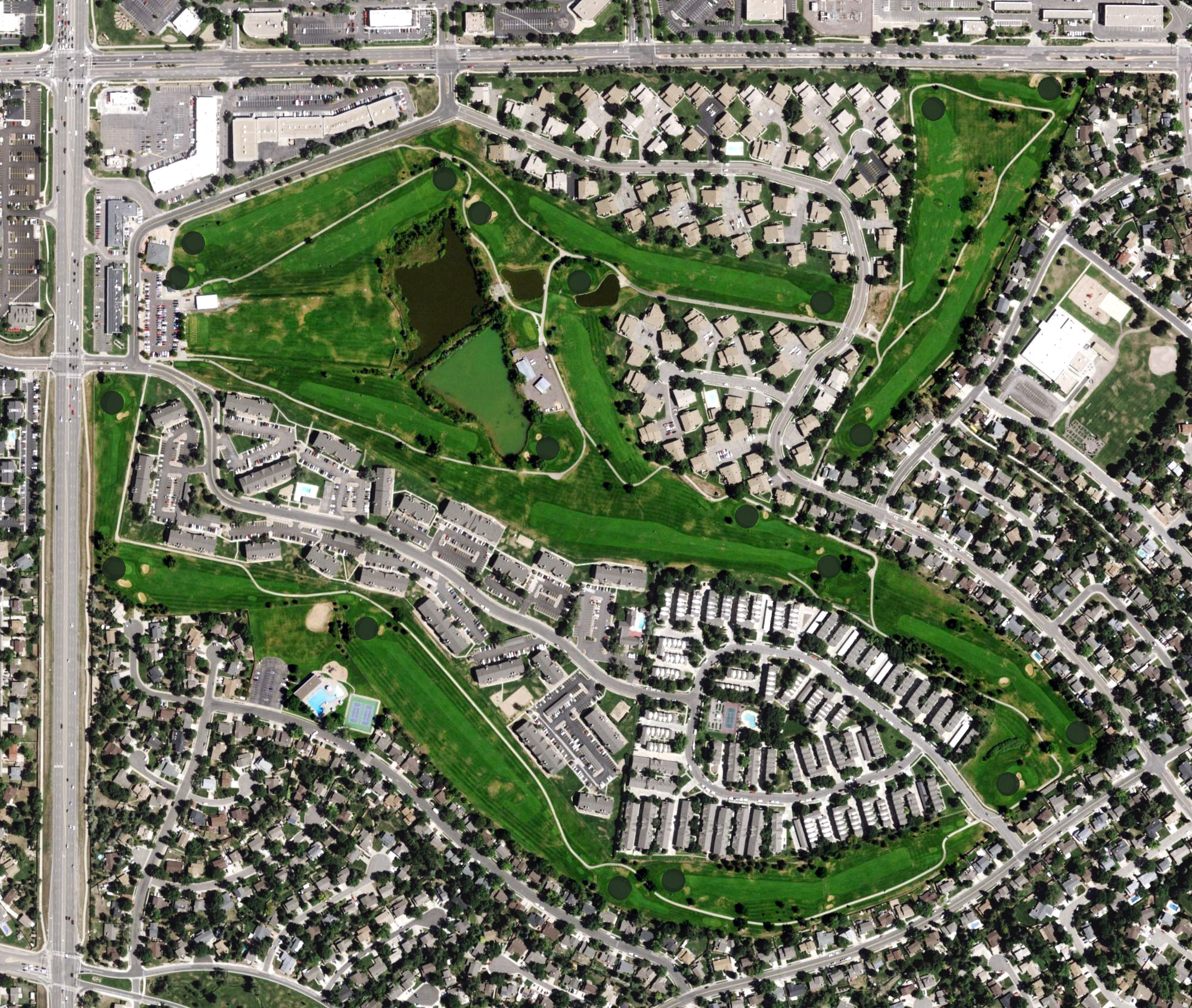 Aerial view of Lake Arbor Golf Club, CO