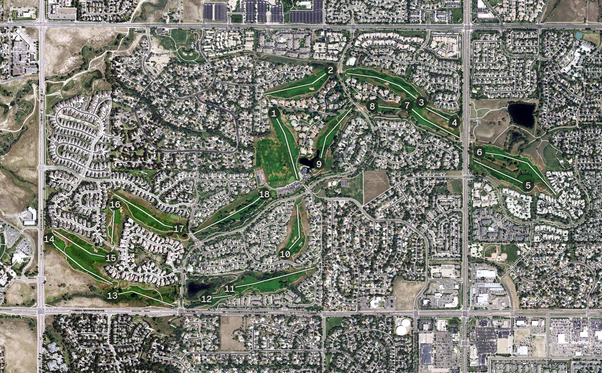 Aerial view of Legacy Ridge, CO