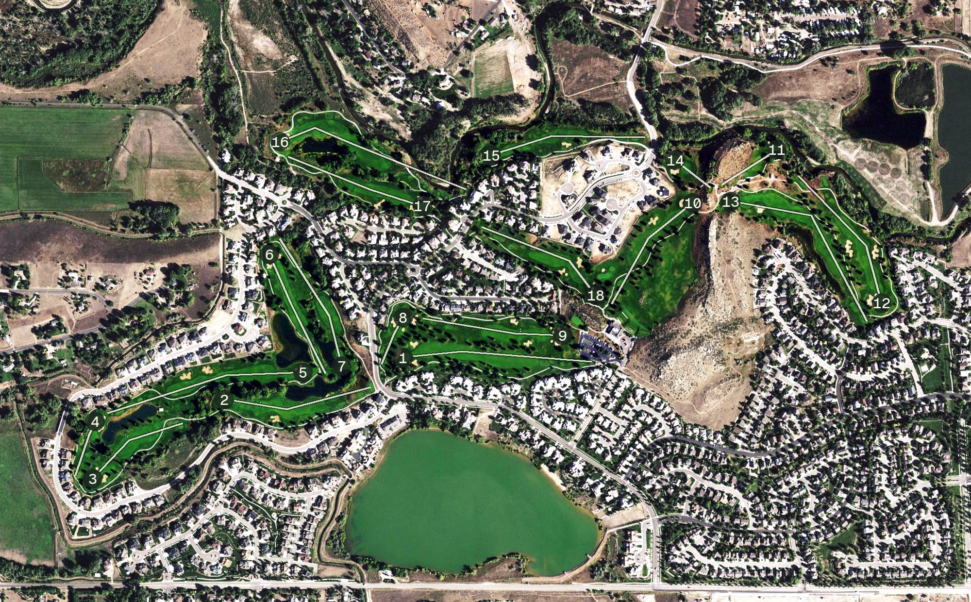 Aerial view of Mariana Butte Golf Course, CO