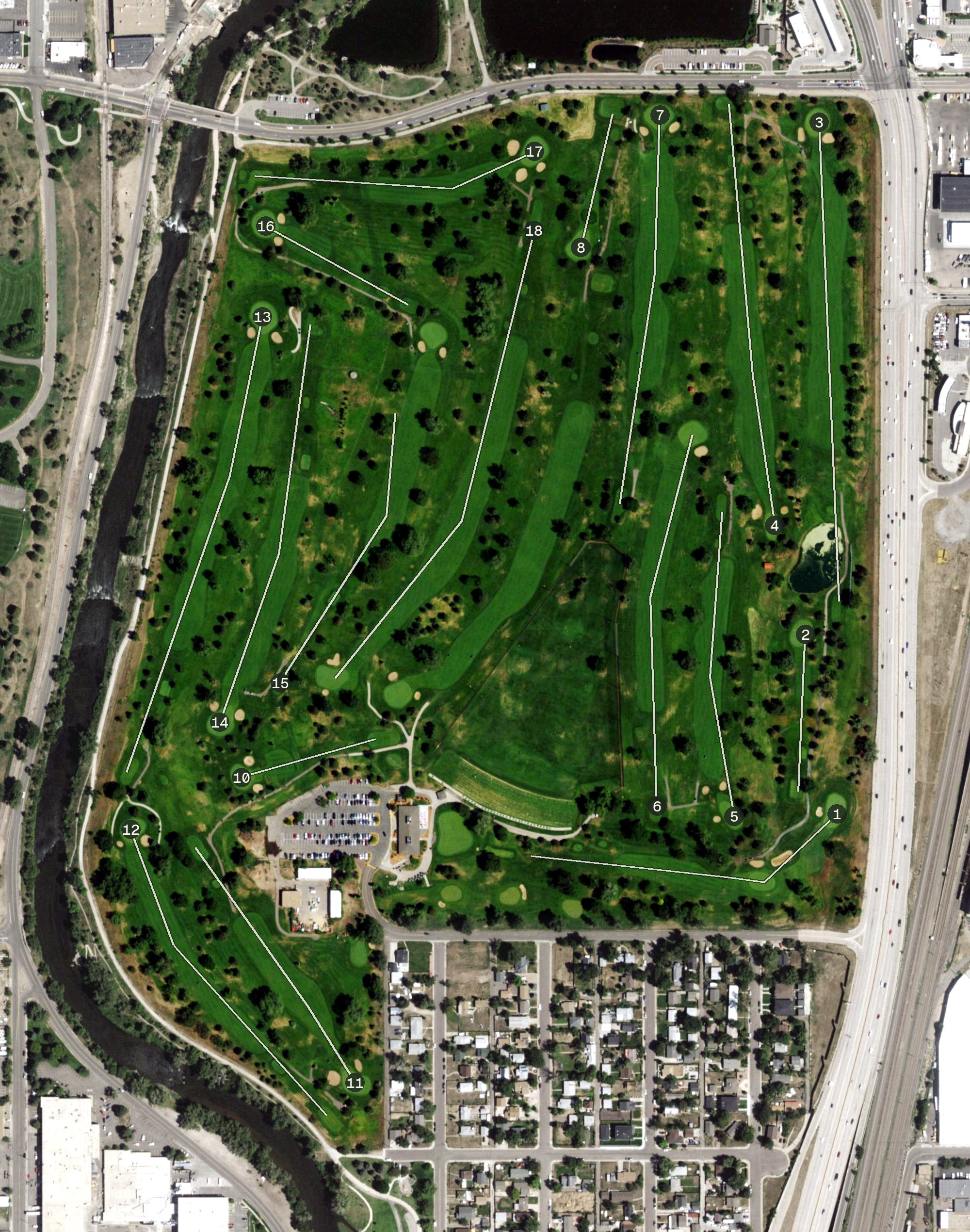 Aerial view of Overland Golf Course, CO