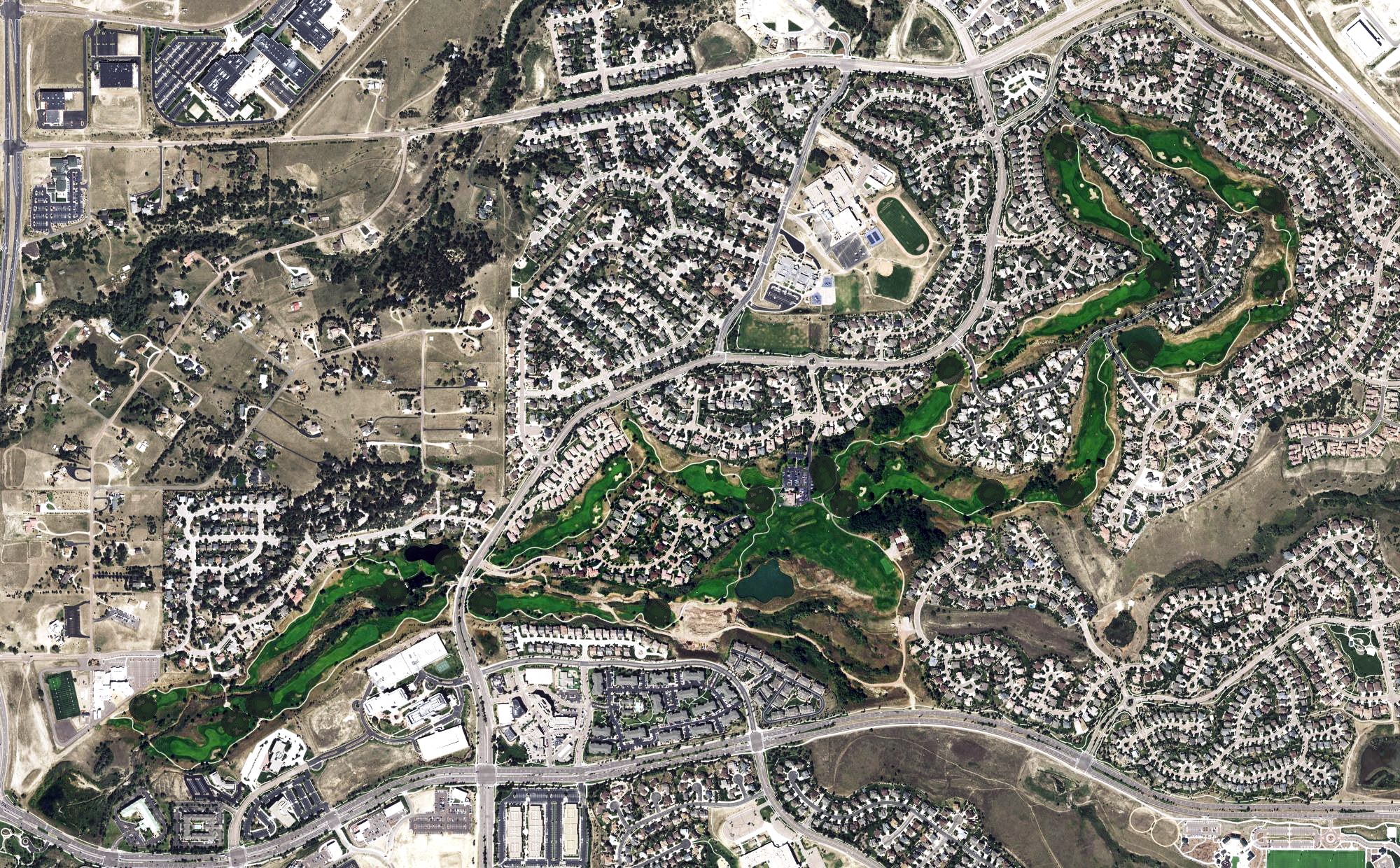 Aerial view of Pine Creek Golf Course, CO
