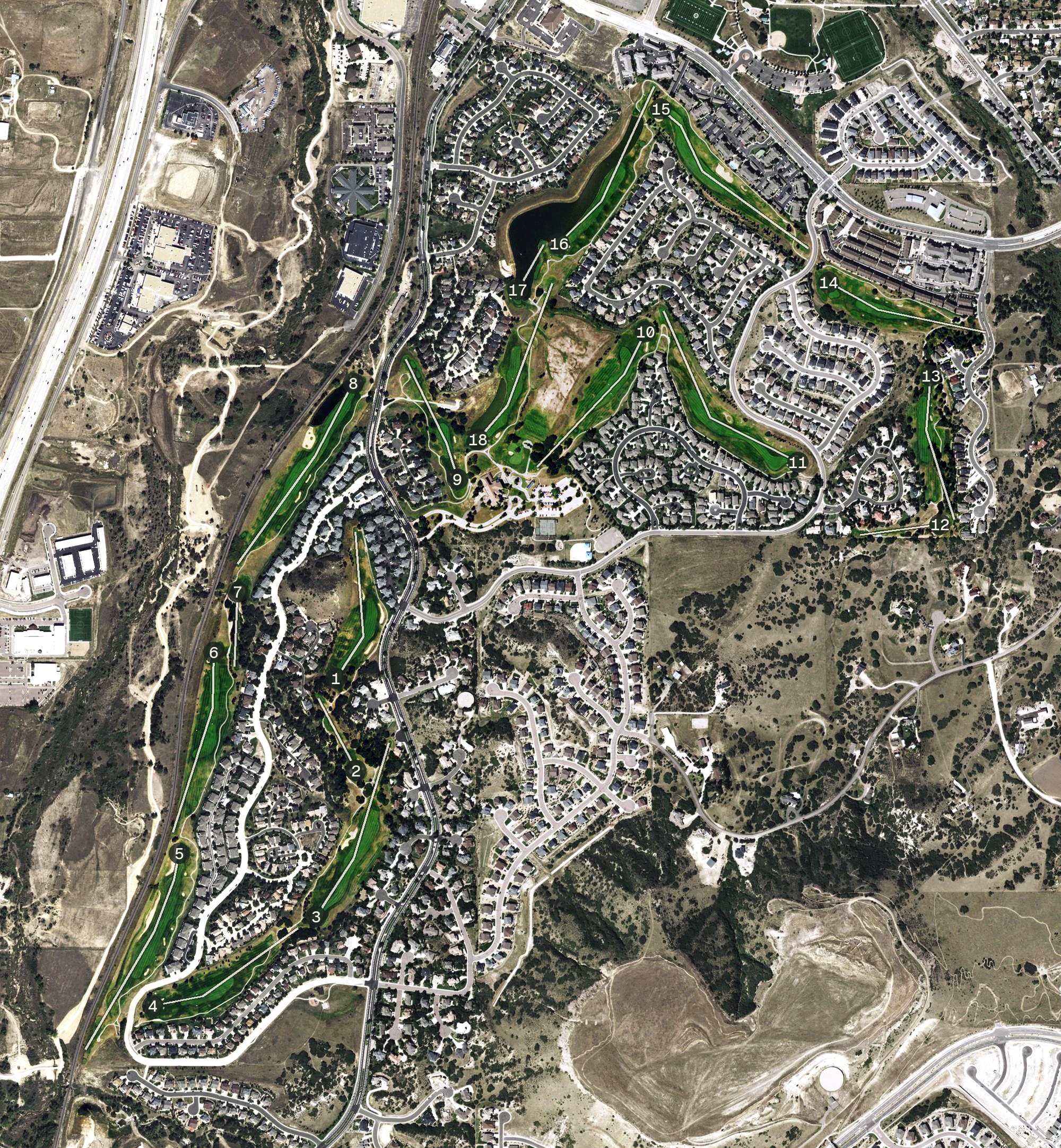 Aerial view of Plum Creek Golf Club, CO