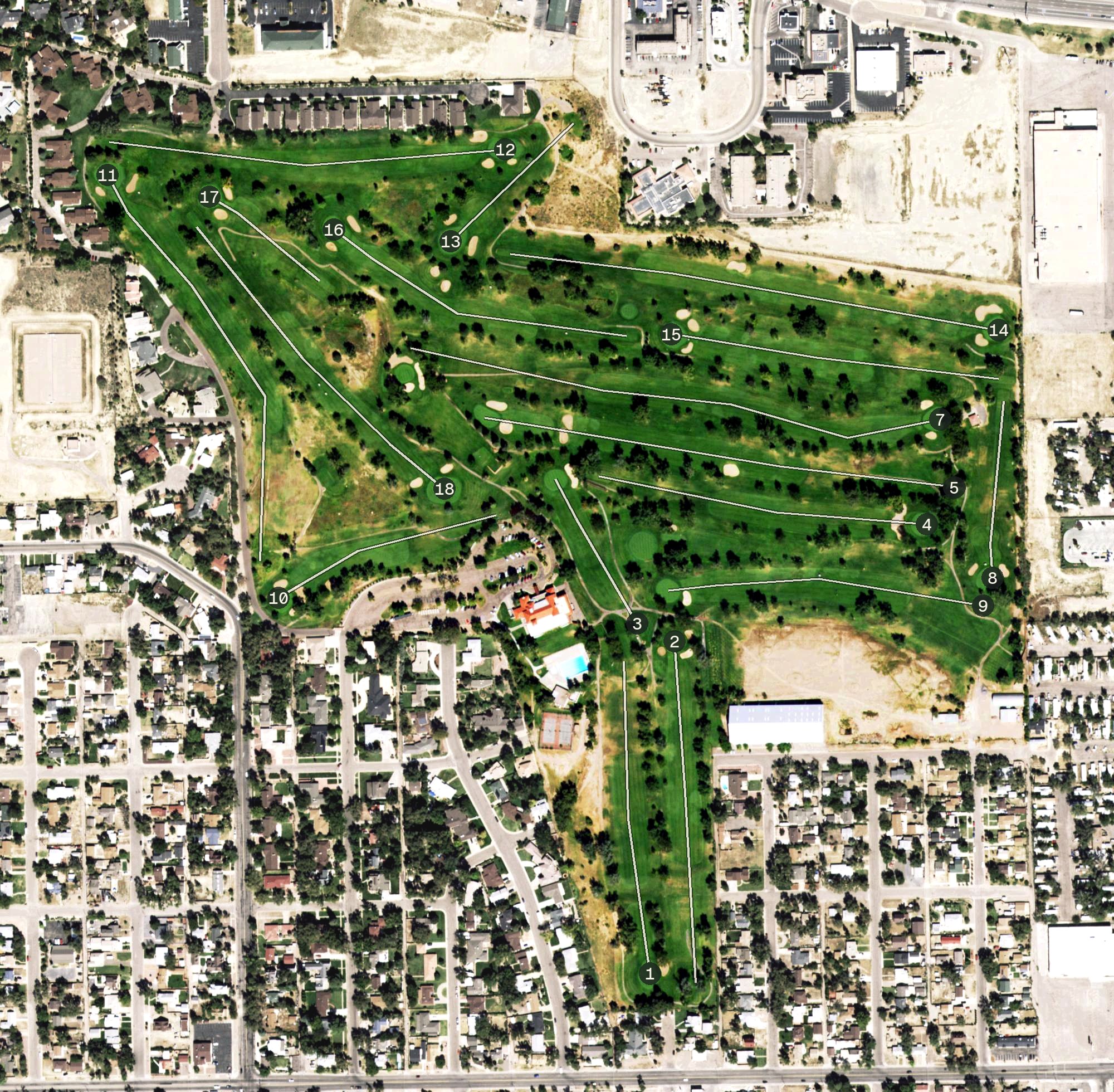 Aerial view of Pueblo Country Club, CO