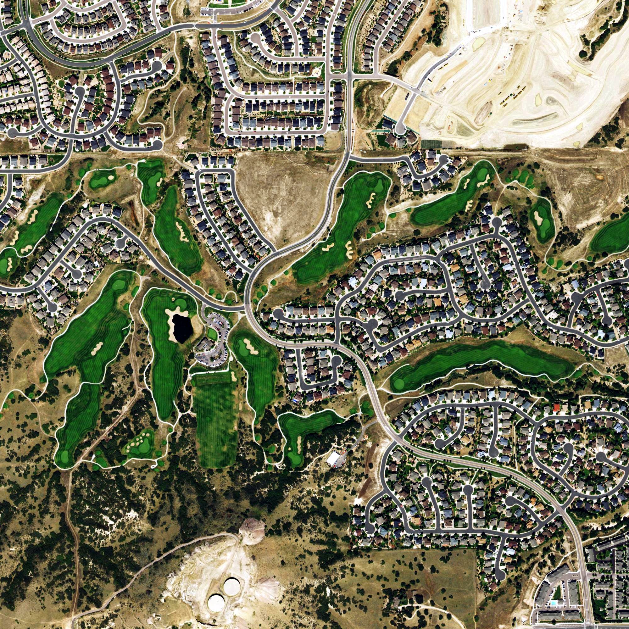 Aerial view of Red Hawk Ridge Golf Course, CO