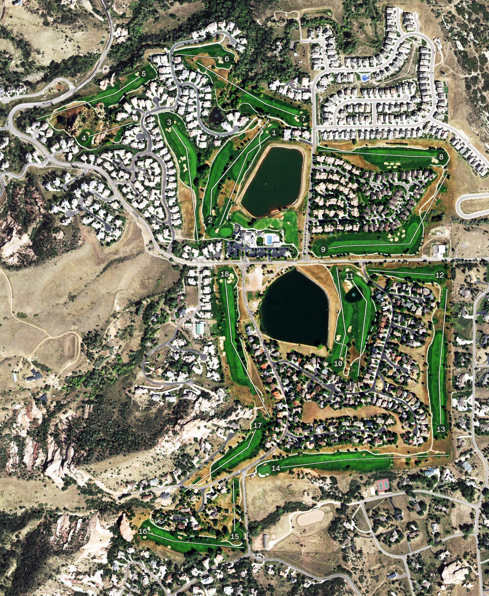 Aerial view of Red Rocks Country Club, CO