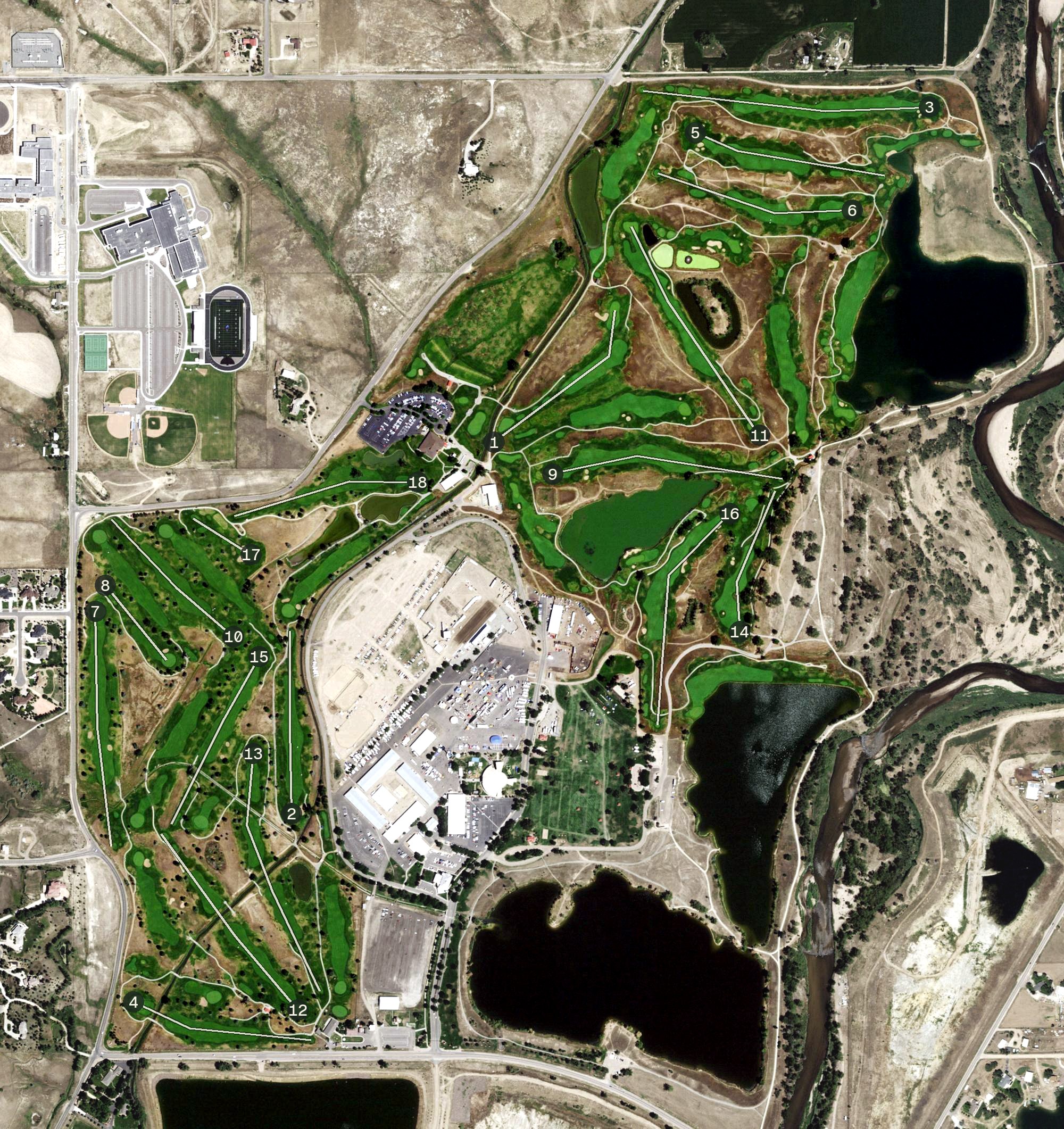 Aerial view of Riverdale Dunes & Knolls GC, CO