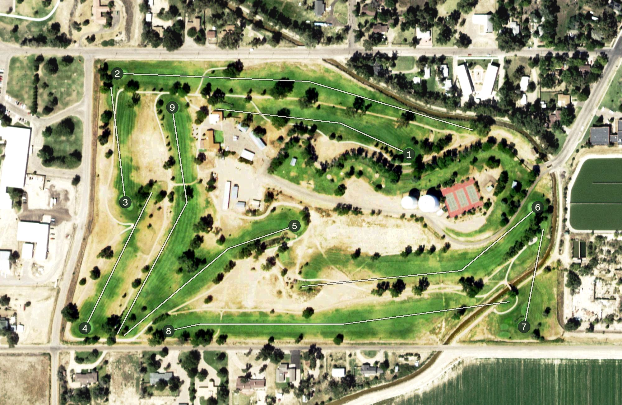 Aerial view of Rocky Ford Golf Course, CO