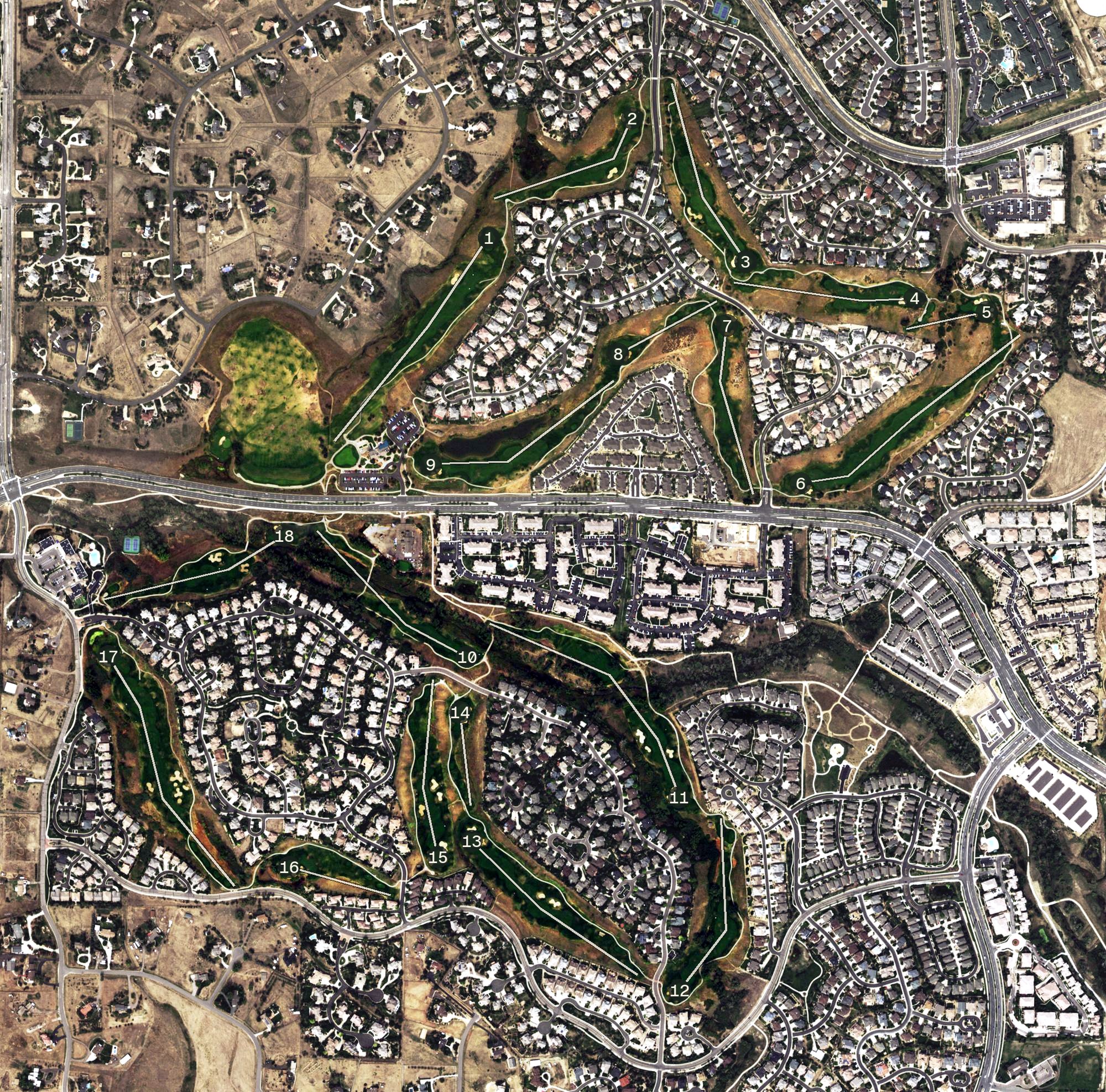 Aerial view of Saddle Rock Golf Course, CO