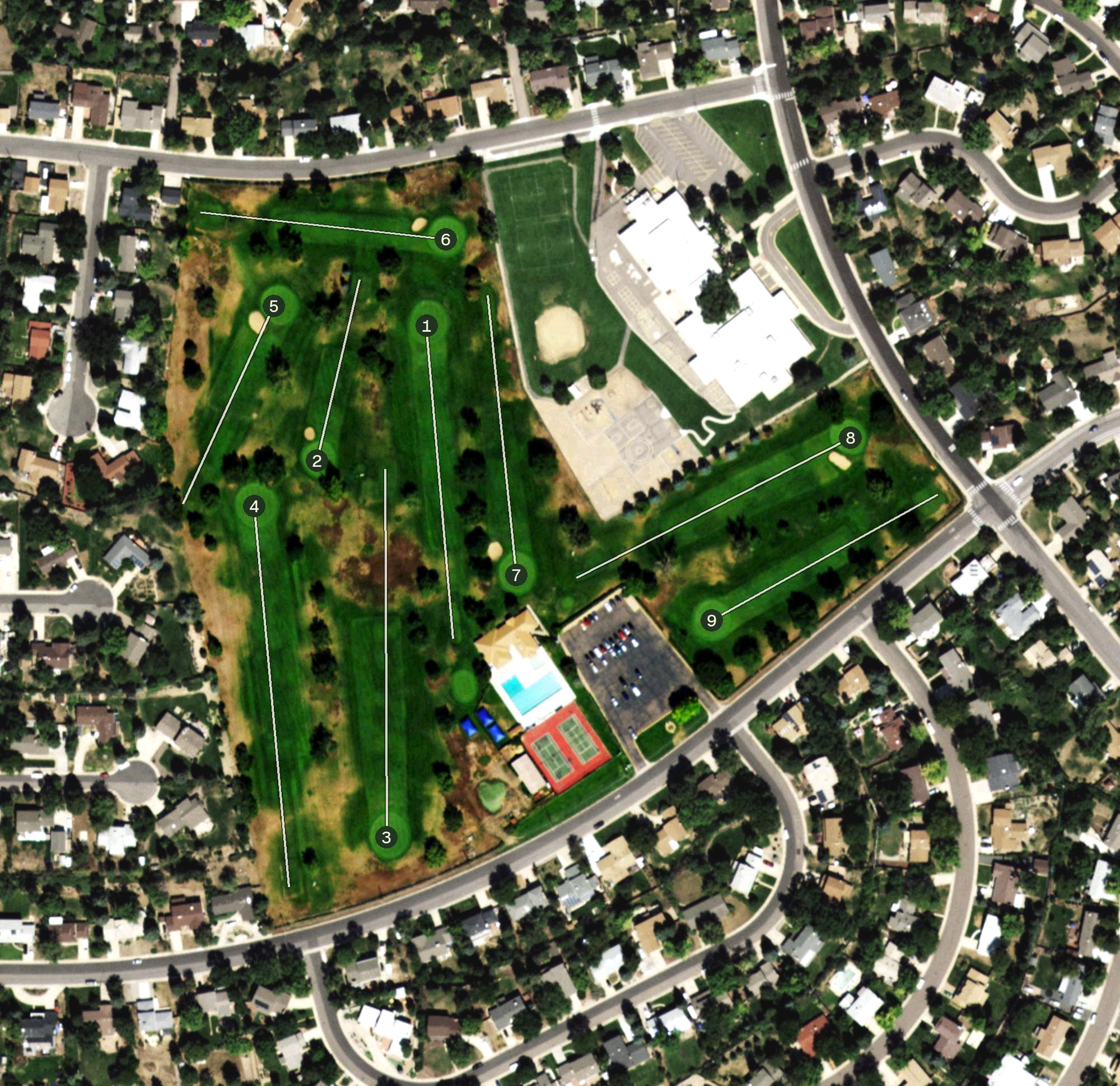 Aerial view of Southglenn Country Club, CO