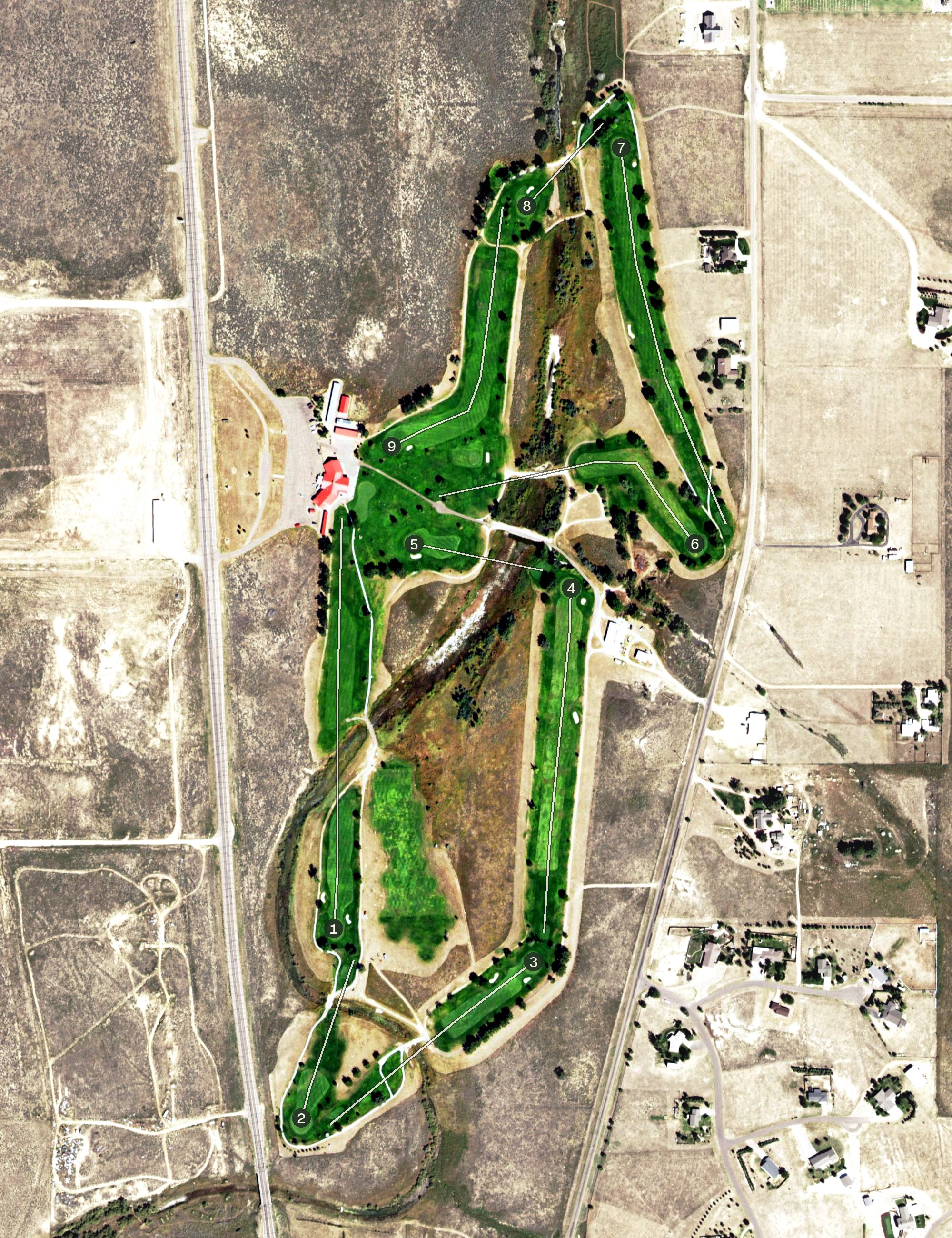 Aerial view of Spreading Antlers﻿ Golf Course, CO