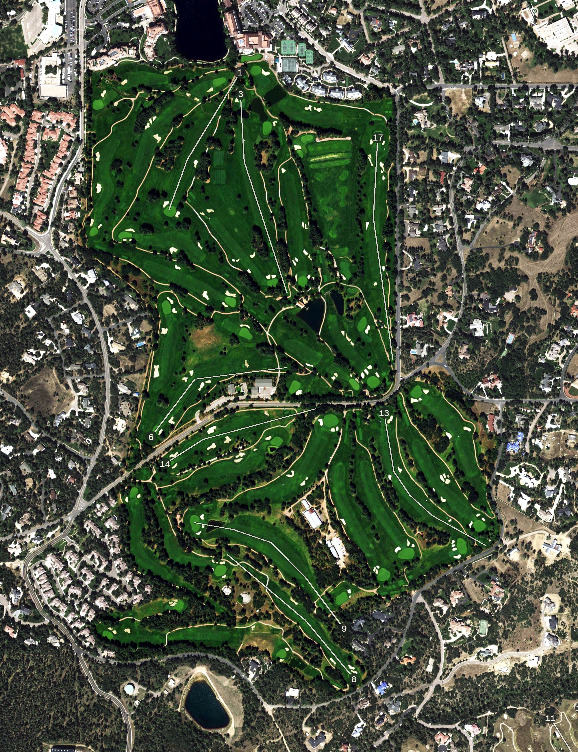 Aerial view of The Broadmoor Golf Courses, CO