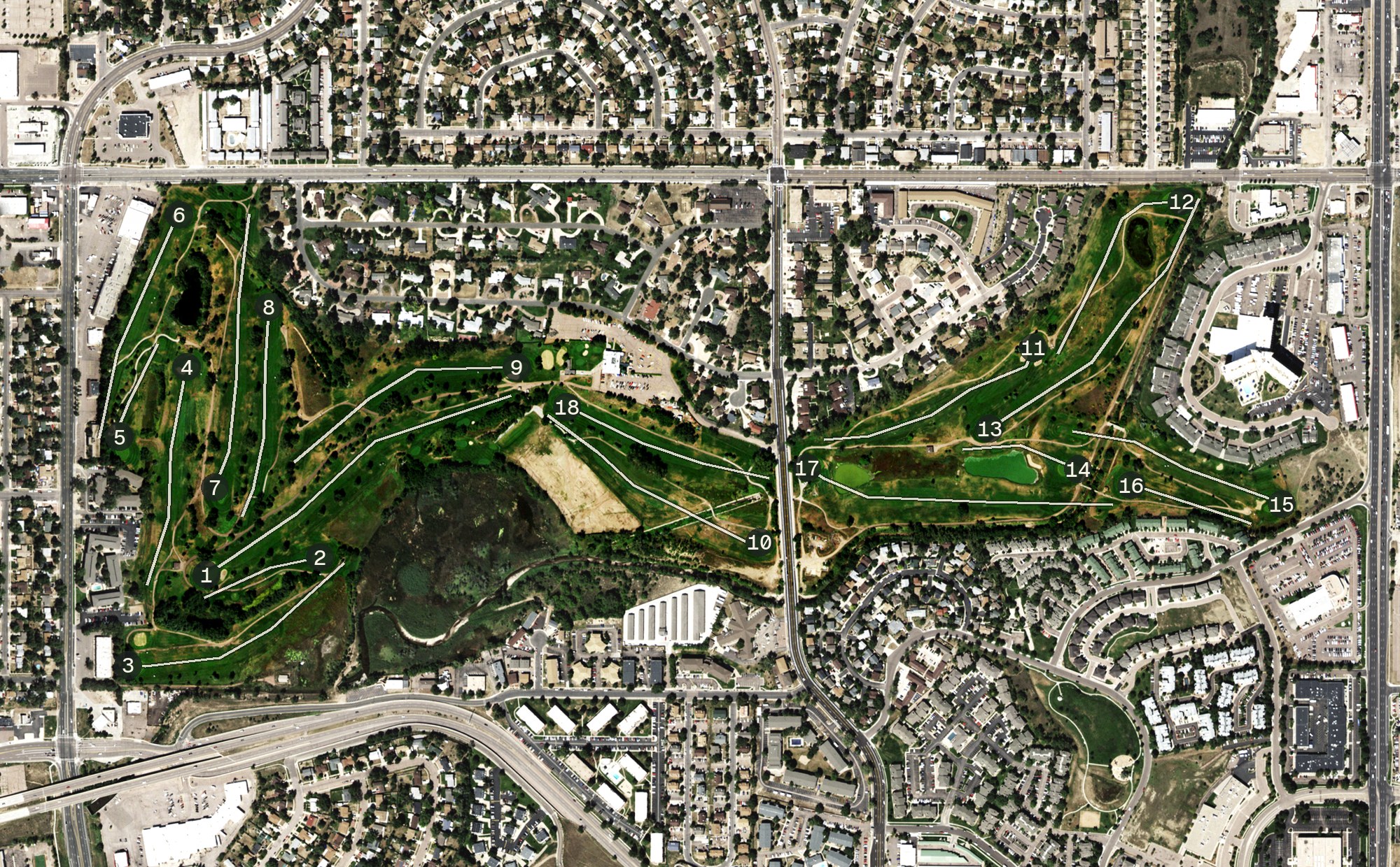 Aerial view of Valley Hi Golf Course, CO