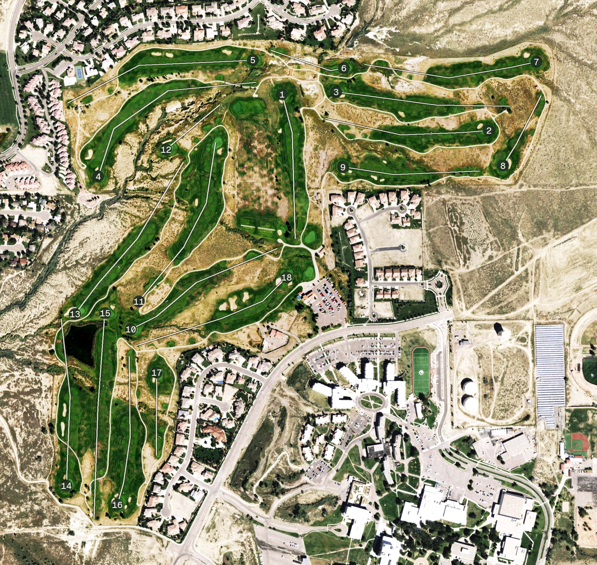 Aerial view of Walking Stick Golf Course, CO