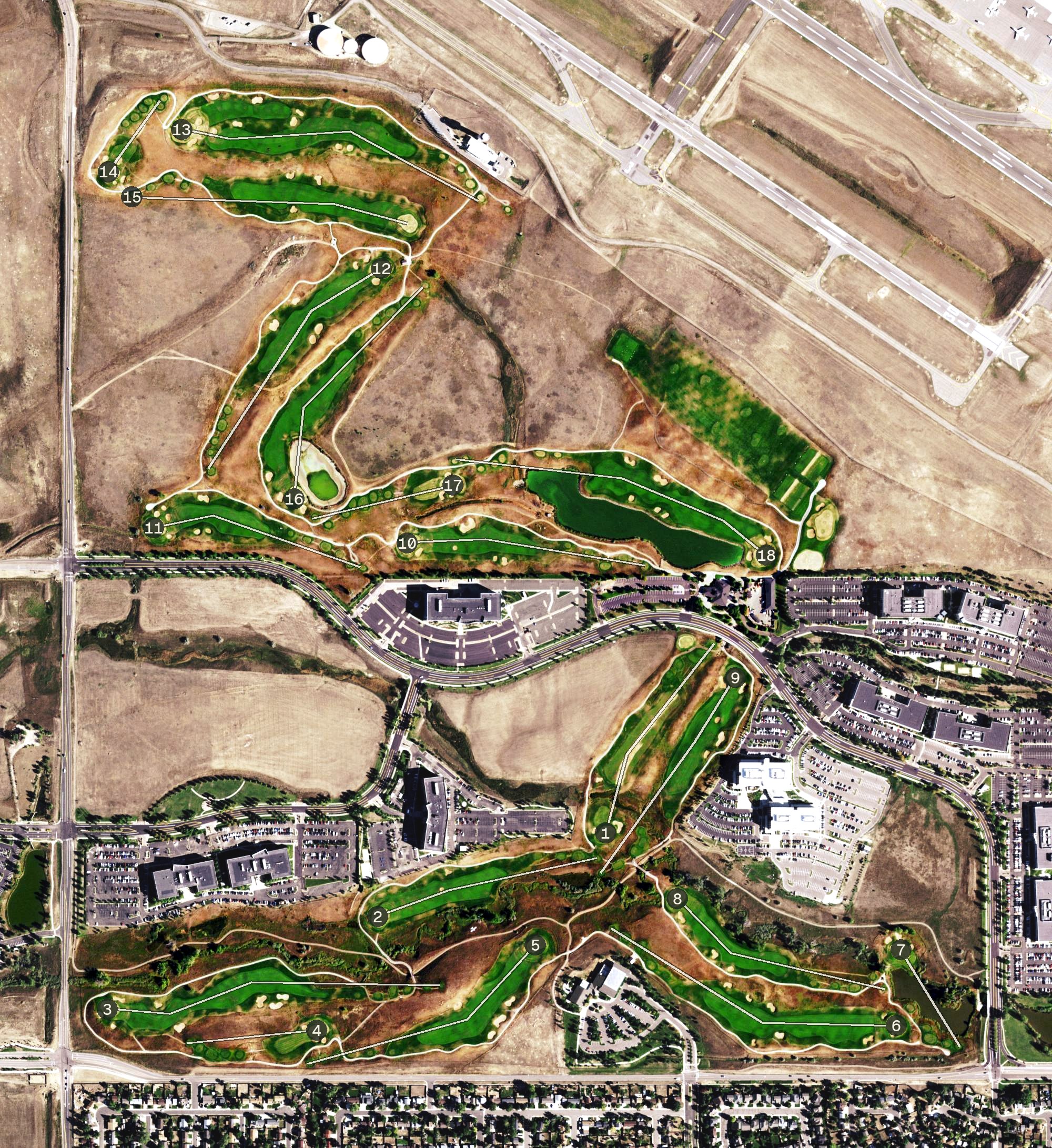 Aerial view of Walnut Creek Golf Preserve, CO