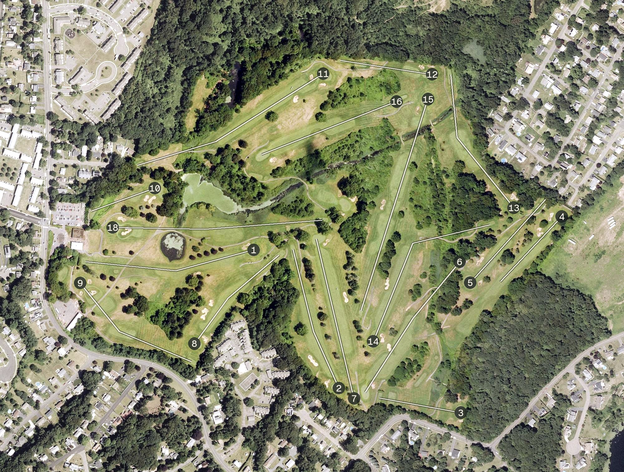 Aerial view of Alling Memorial Golf Course, CT