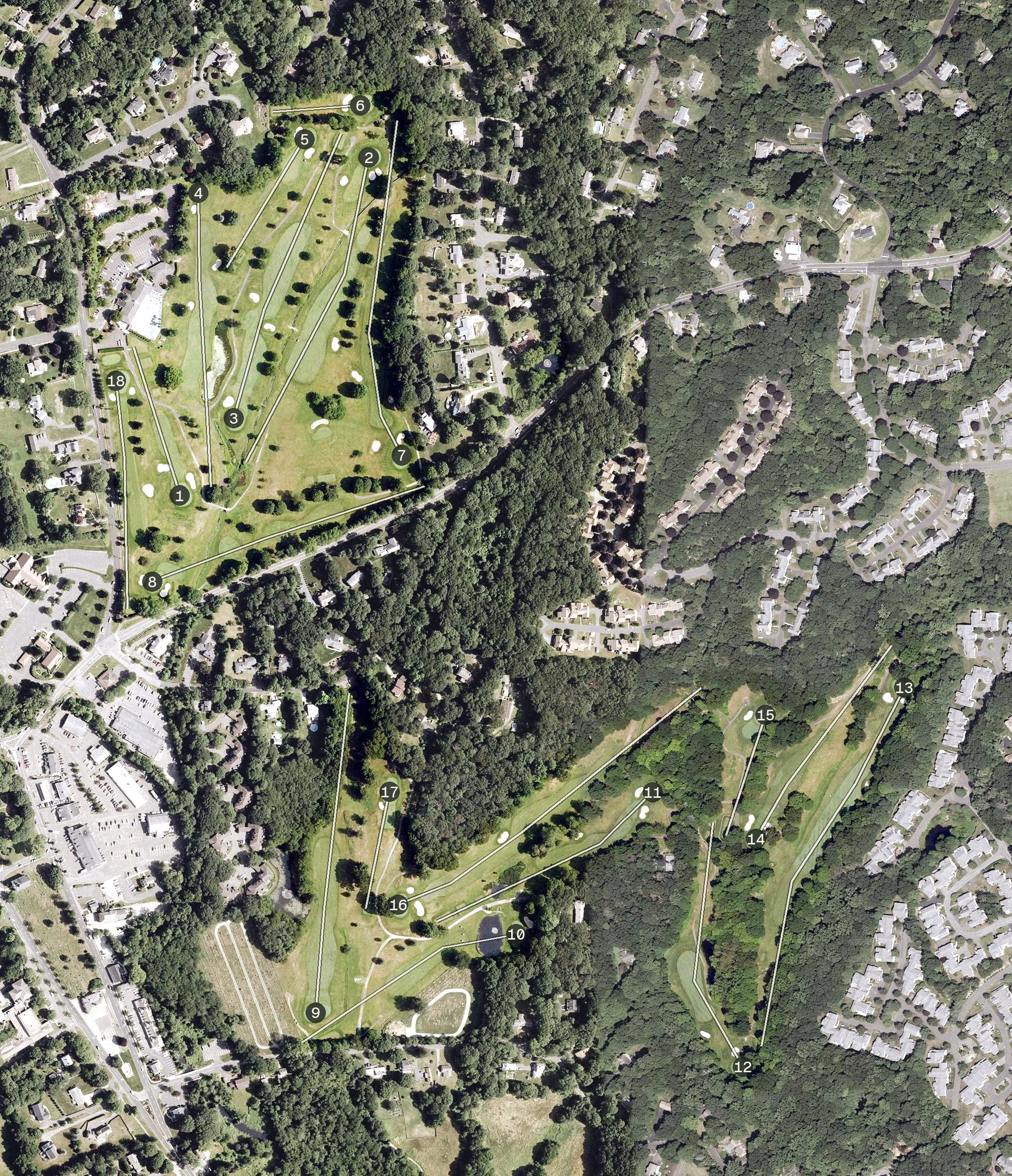 Aerial view of Brownson Country Club, CT