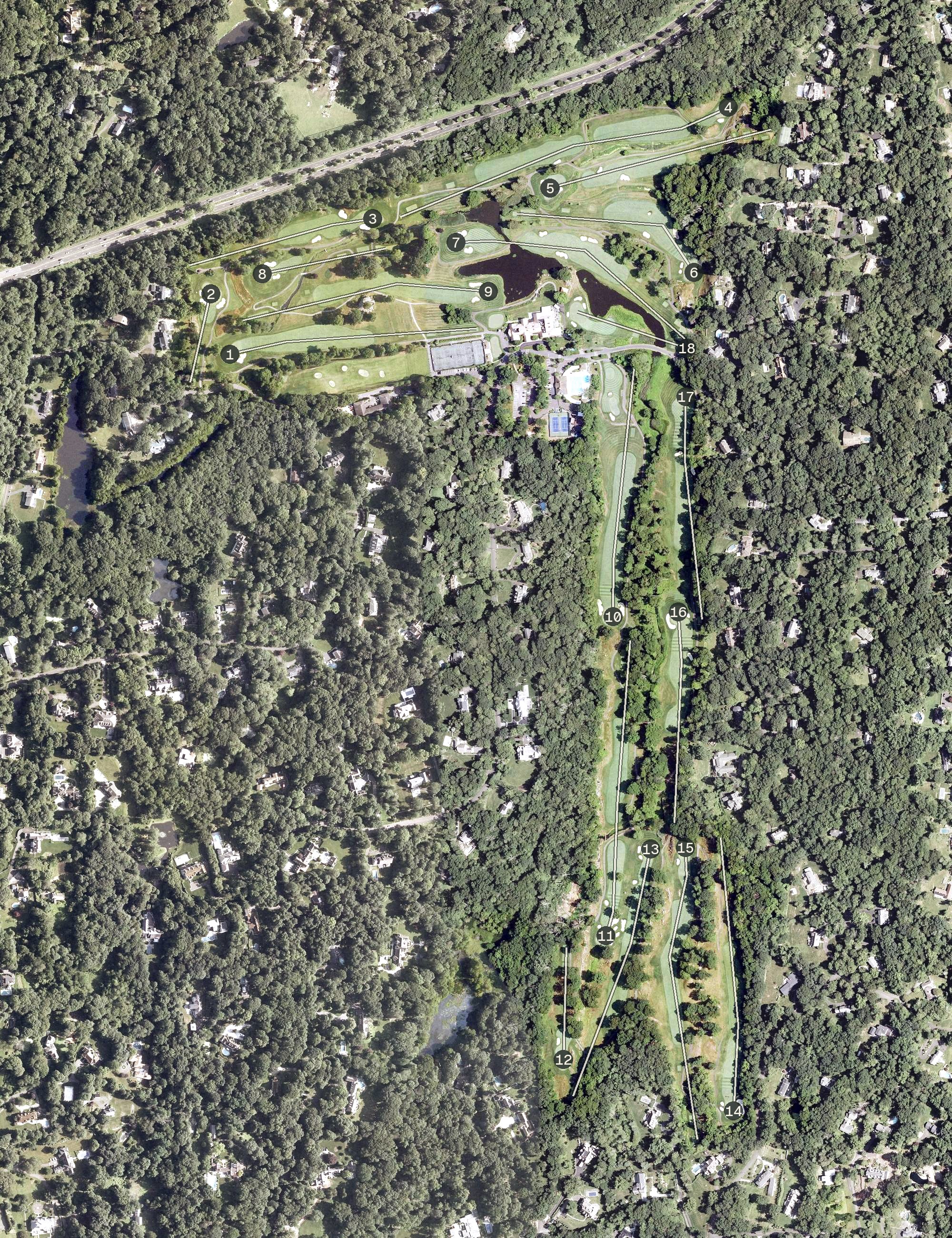Aerial view of Burning Tree Country Club, CT