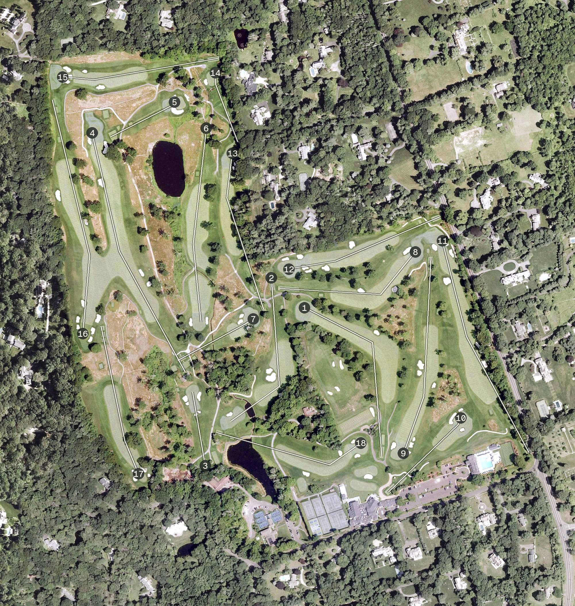 Aerial view of Country Club of New Canaan, CT