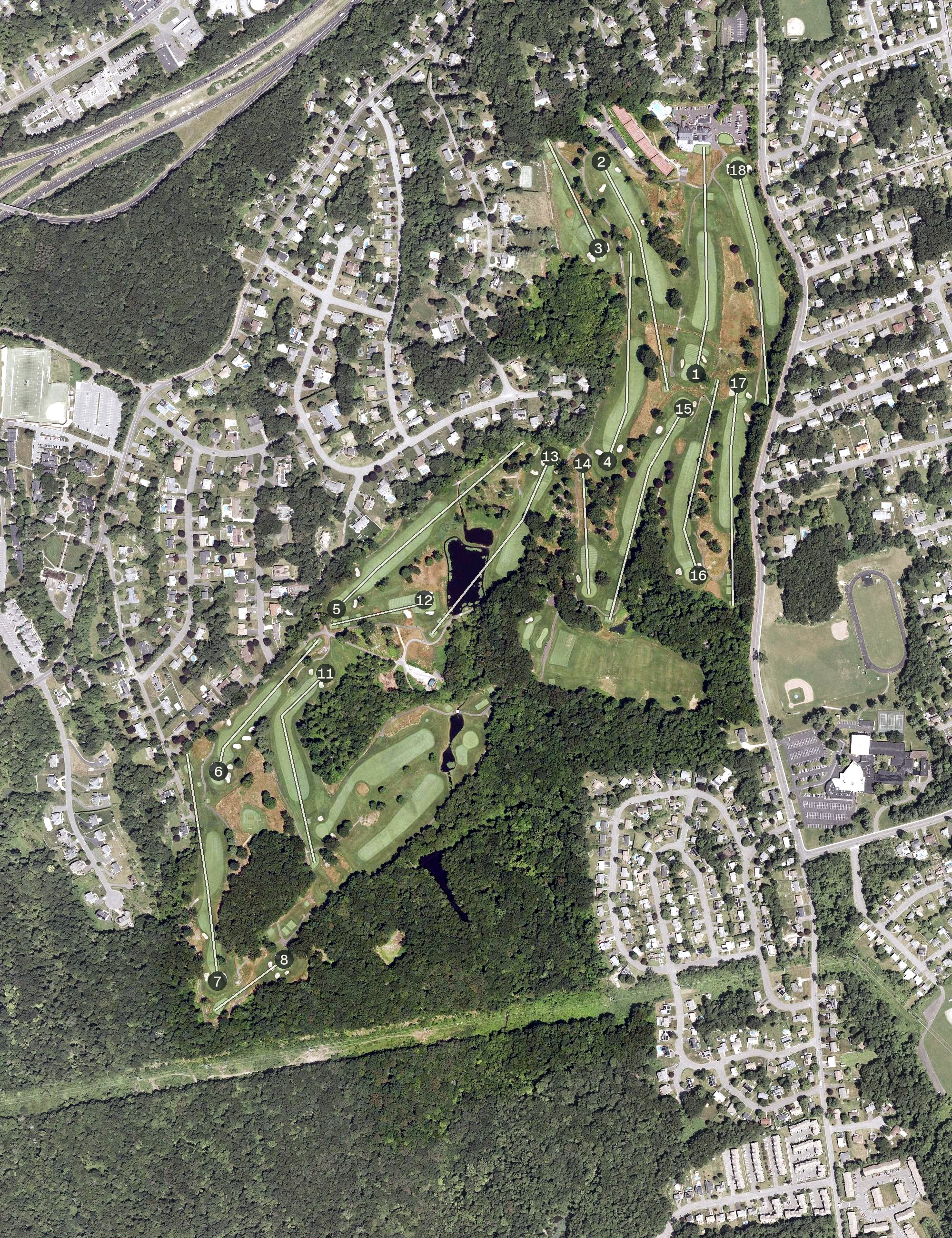 Aerial view of Country Club Of Waterbury, CT