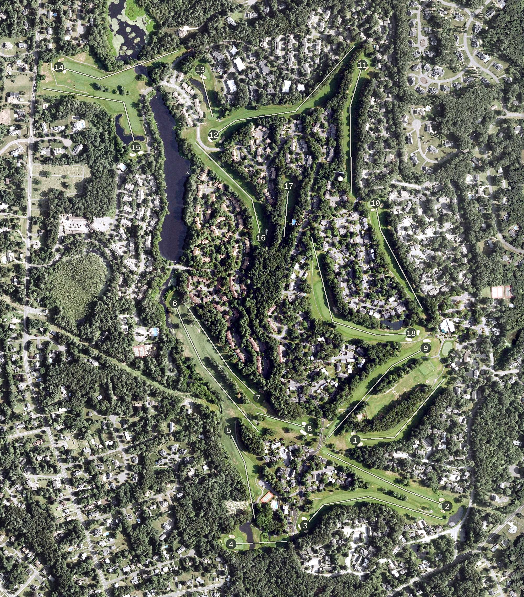 Aerial view of Farmington Woods Golf Club, CT