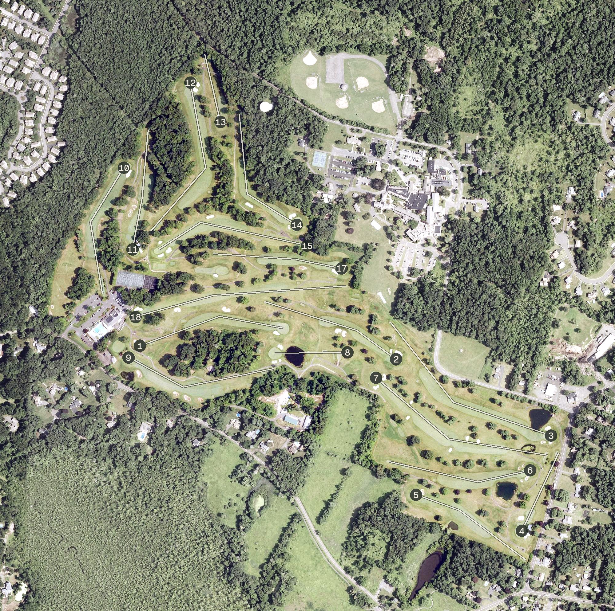 Aerial view of Farms Country Club, CT