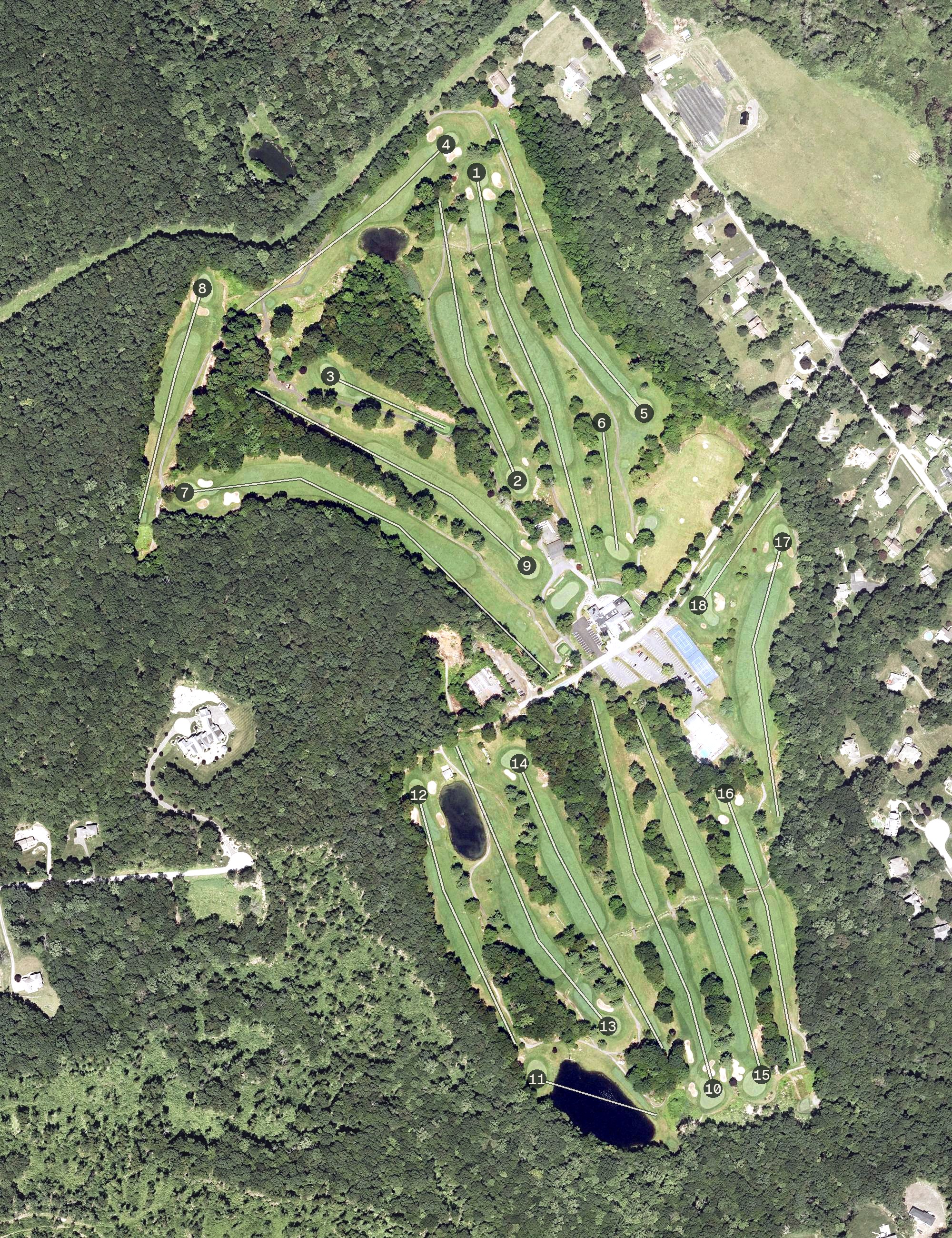 Aerial view of Glastonbury Hills Country Club, CT