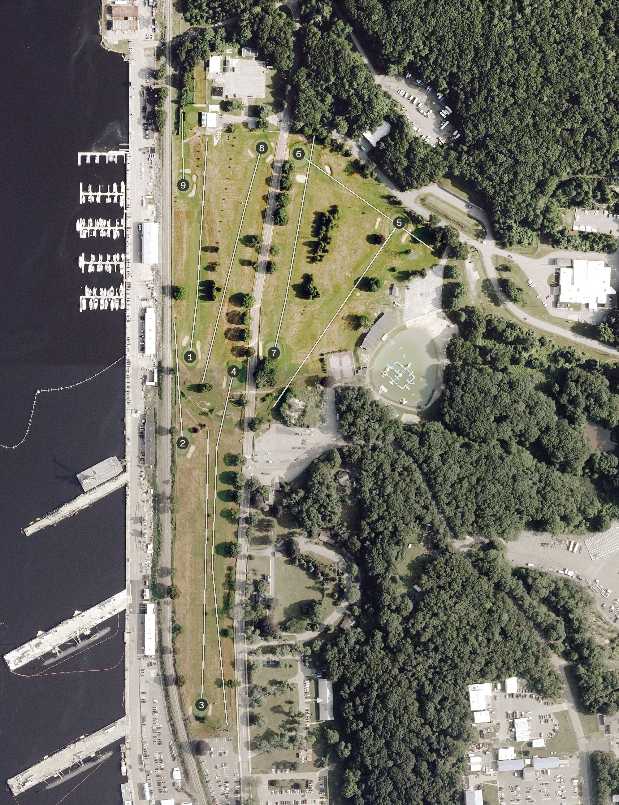 Aerial view of Goose Run Golf Course, CT