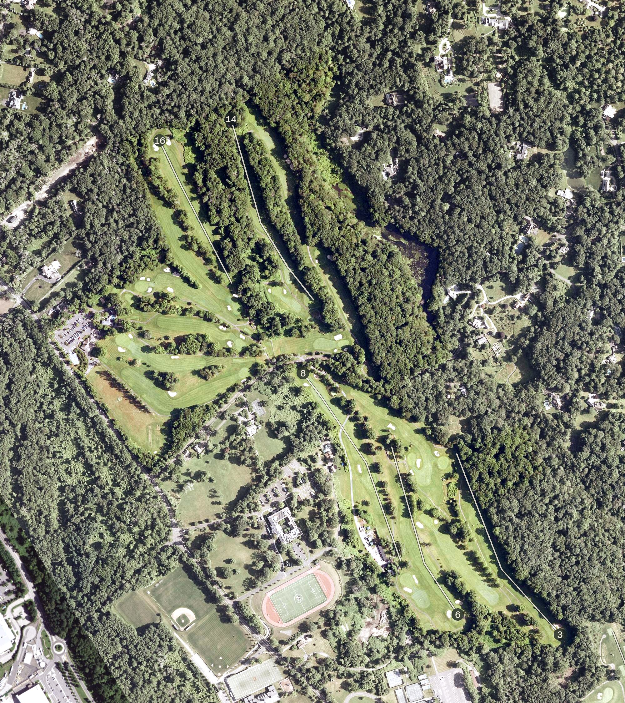 Aerial view of Griffith E. Harris Golf Course, CT
