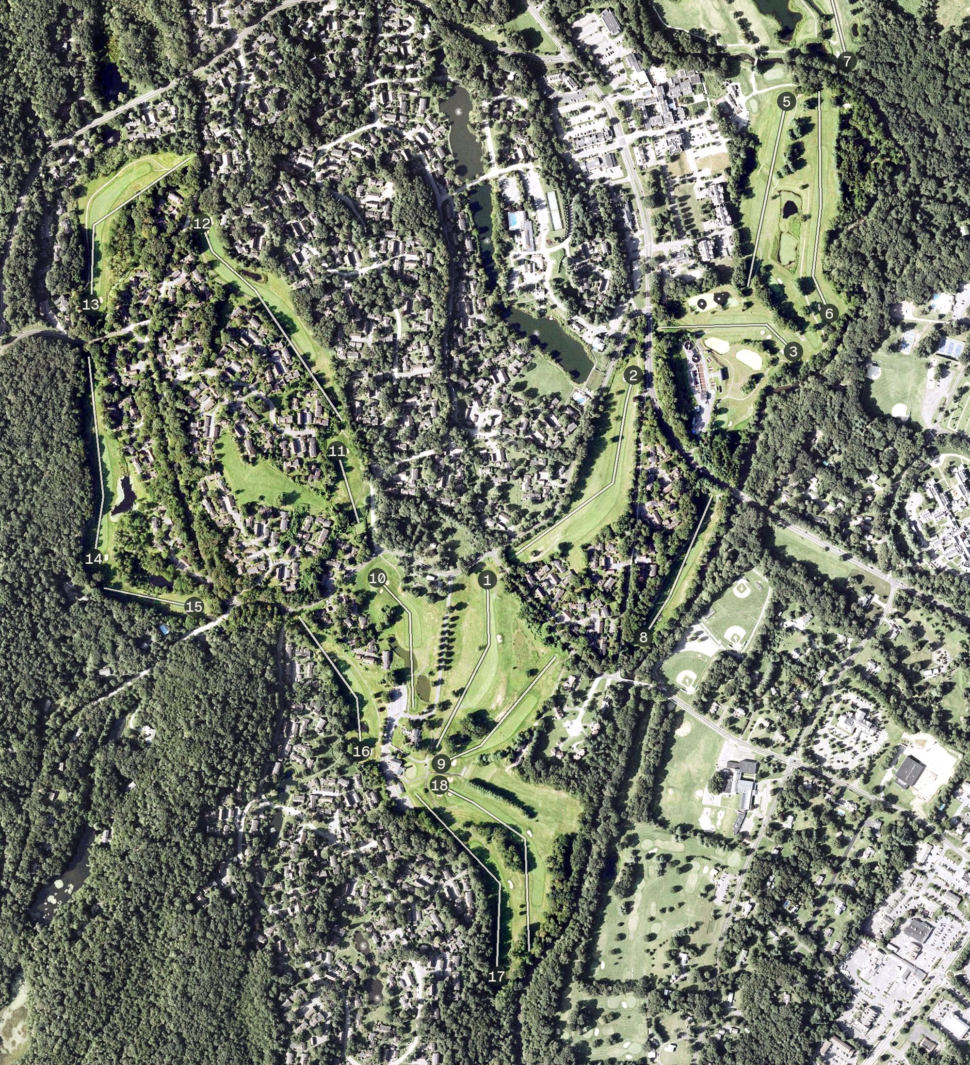 Aerial view of Heritage Village Country Club, CT