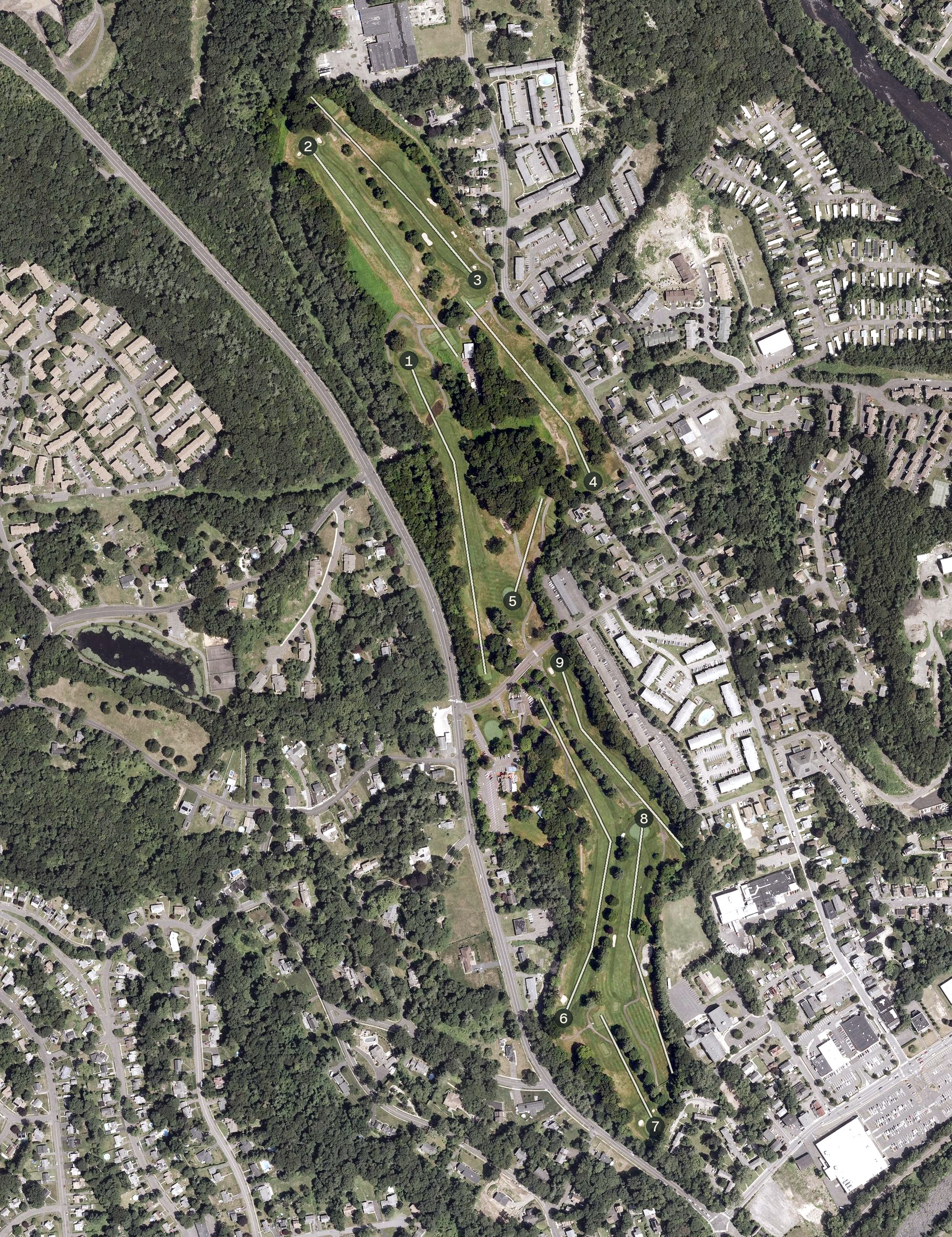 Aerial view of Hop Brook Golf Course, CT
