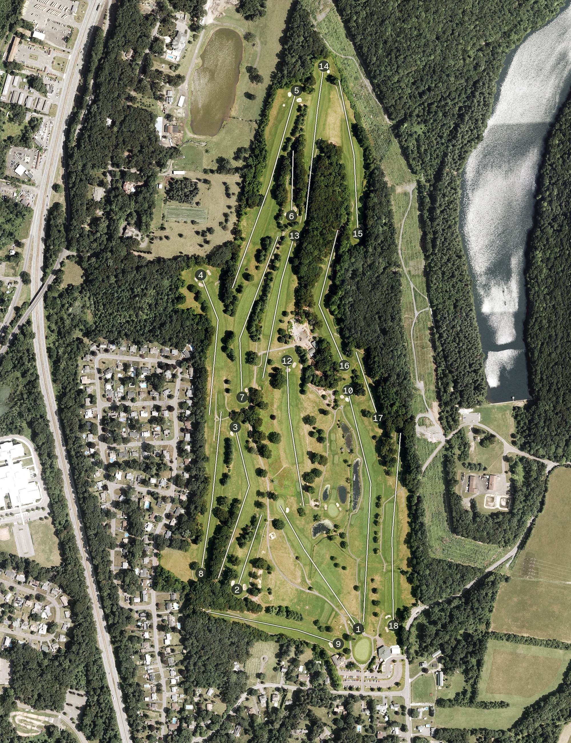 Aerial view of Hunter Memorial Golf Course, CT