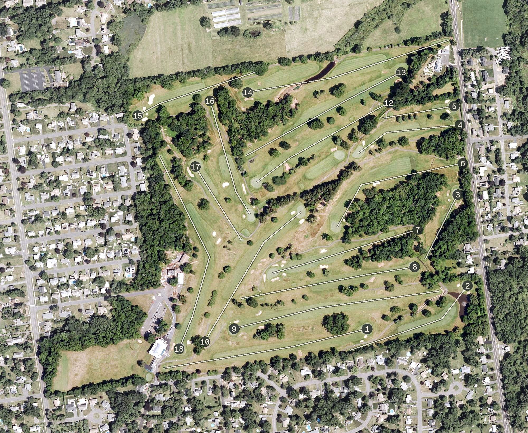 Aerial view of Indian Hill Country Club, CT