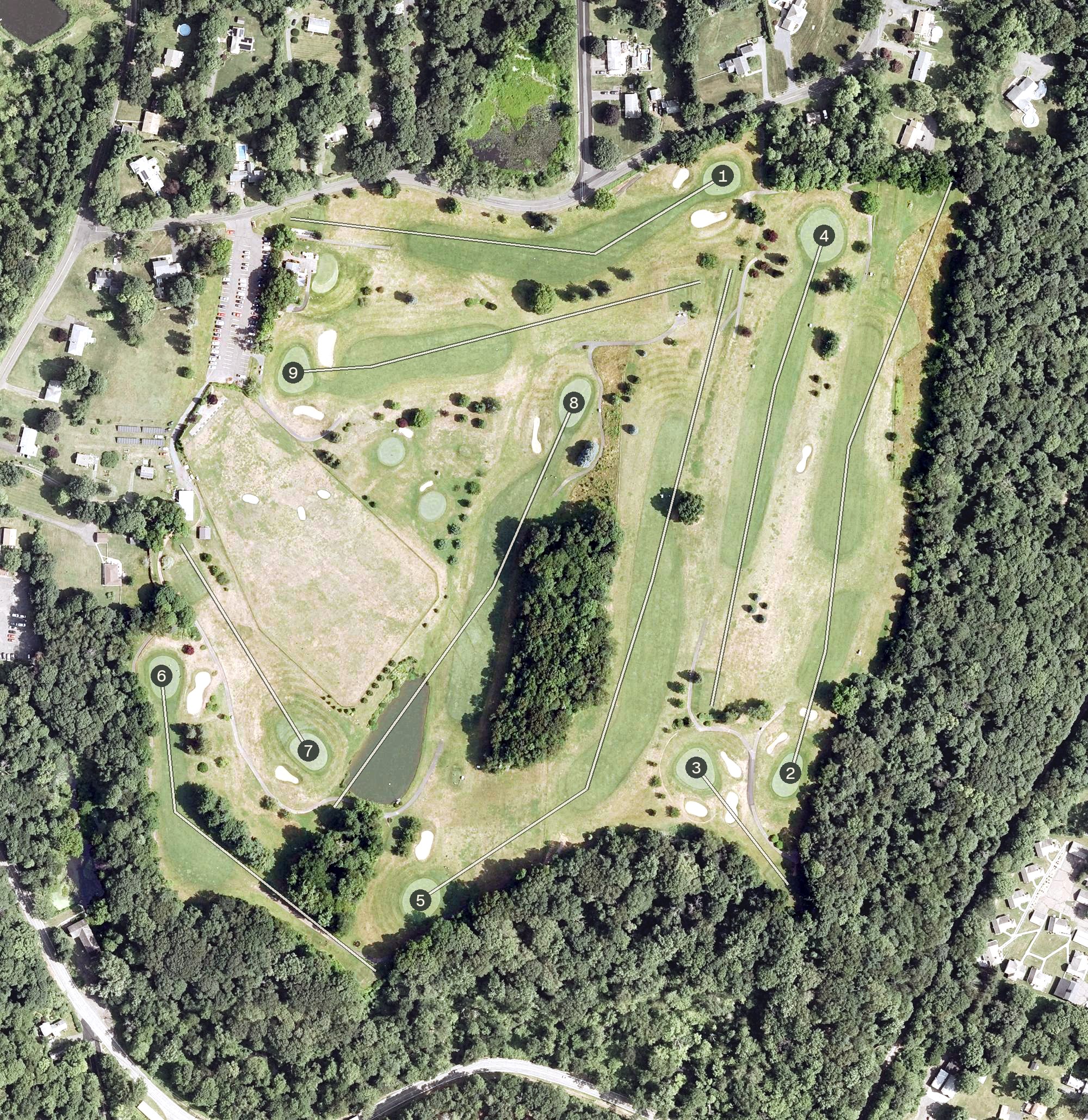 Aerial view of Indian Springs Golf Club, CT