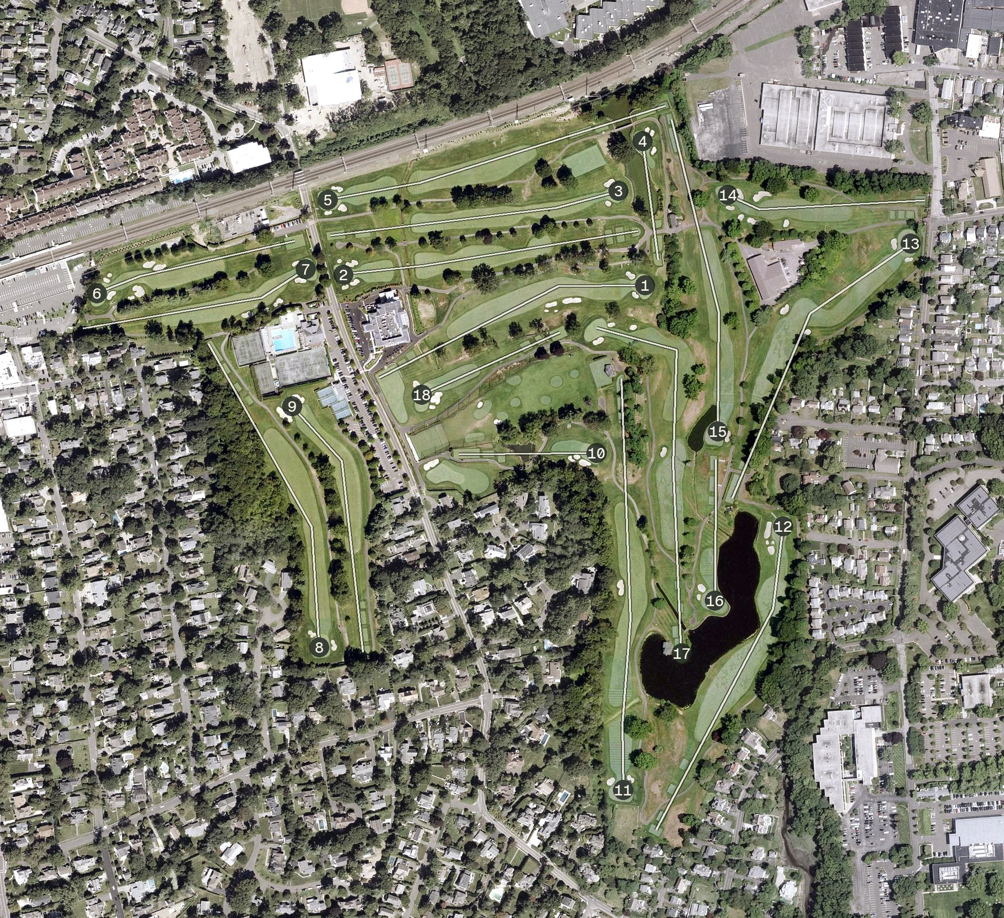 Aerial view of Innis Arden Golf Club, CT