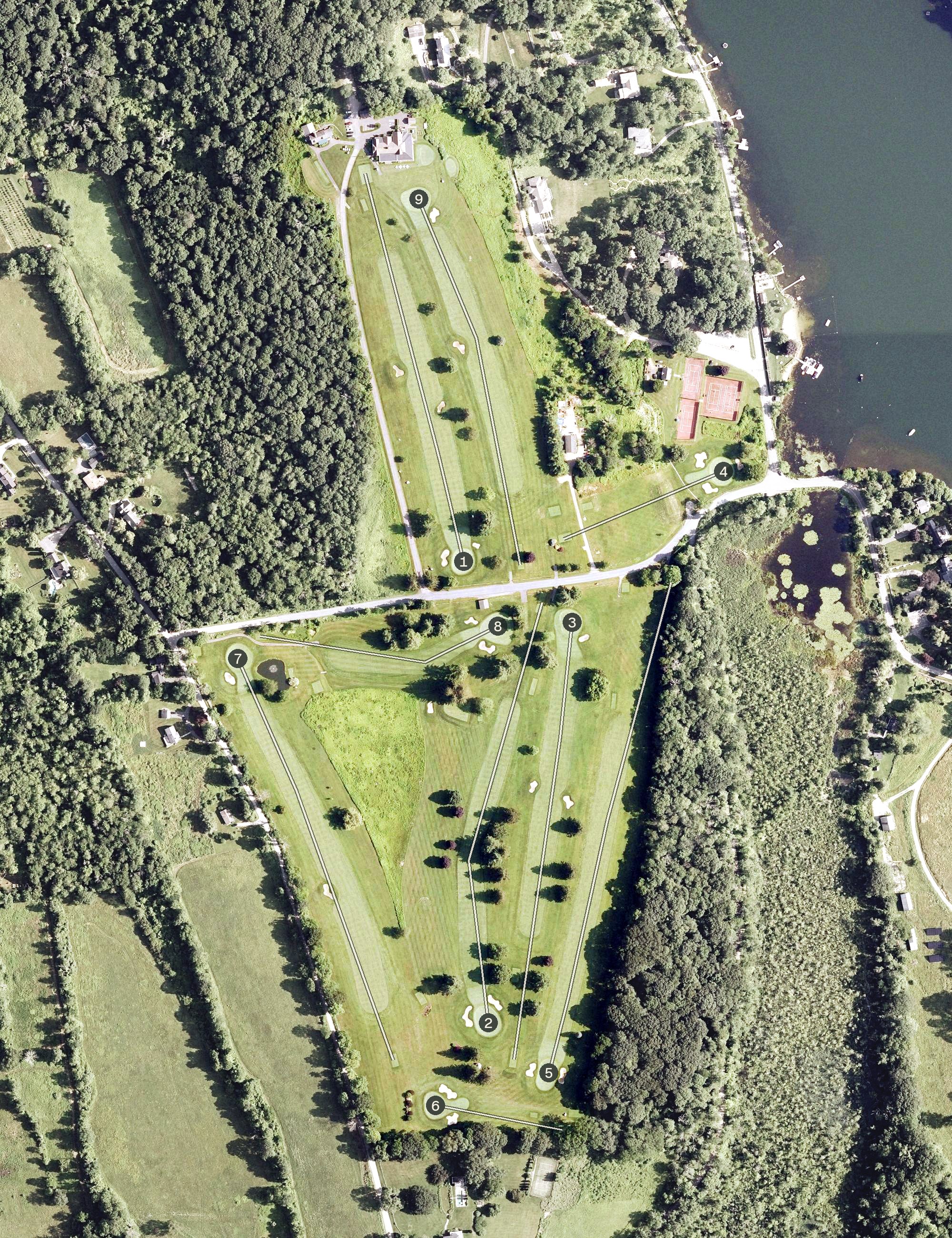 Aerial view of Lake Waramaug Country Club, CT