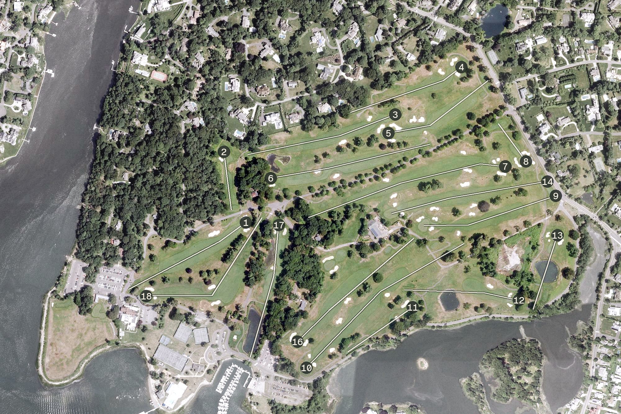 Aerial view of Longshore Golf Course, CT
