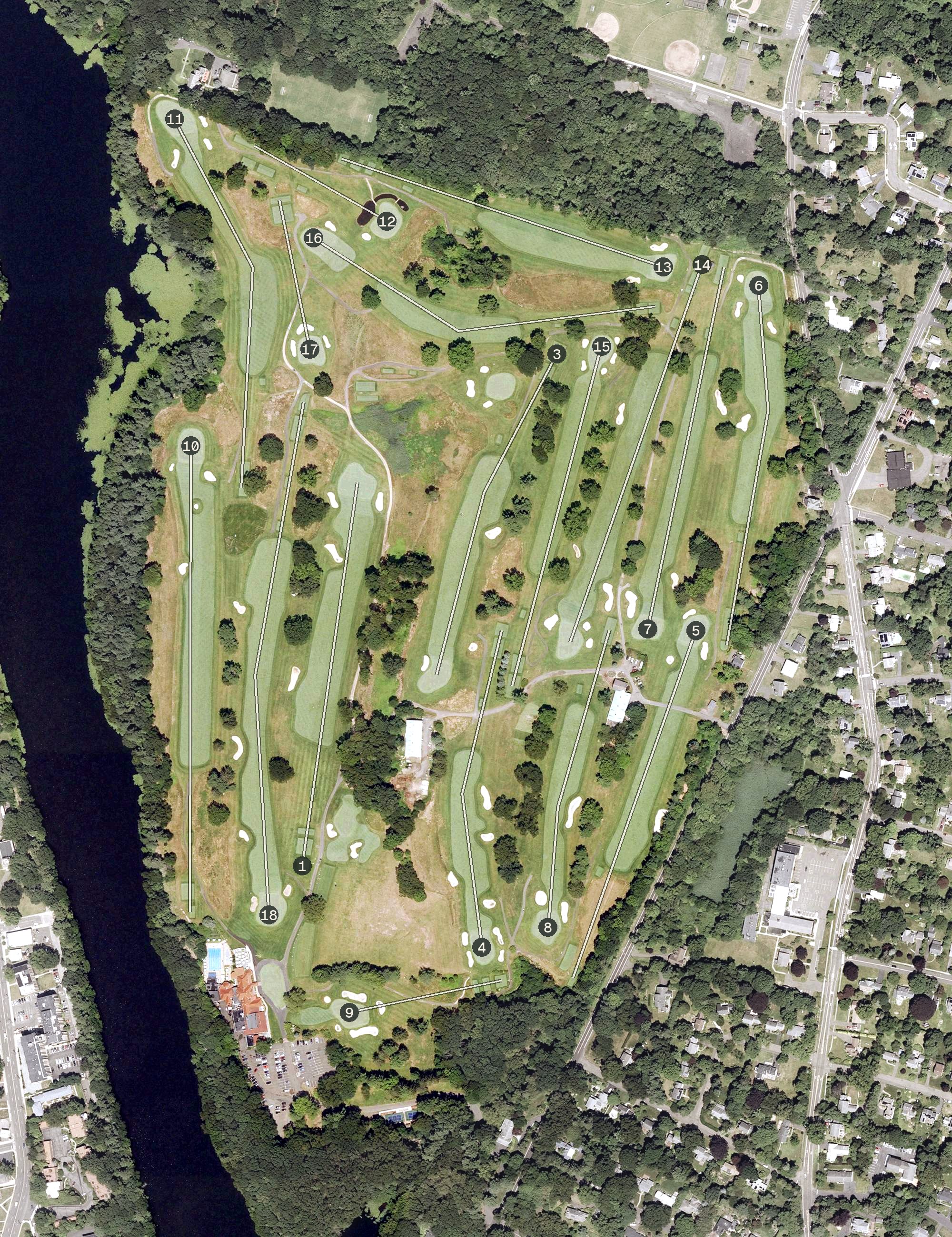Aerial view of New Haven Country Club, CT