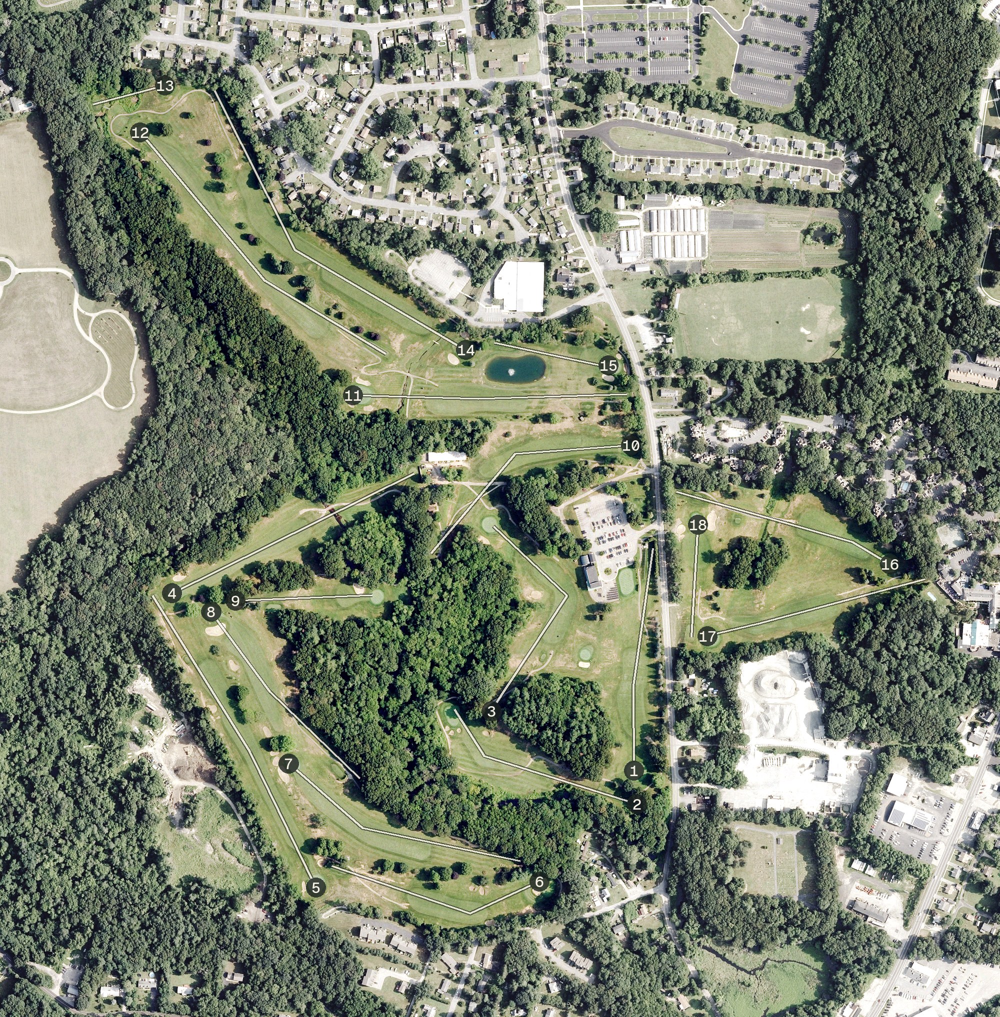 Aerial view of Norwich Golf Course, CT