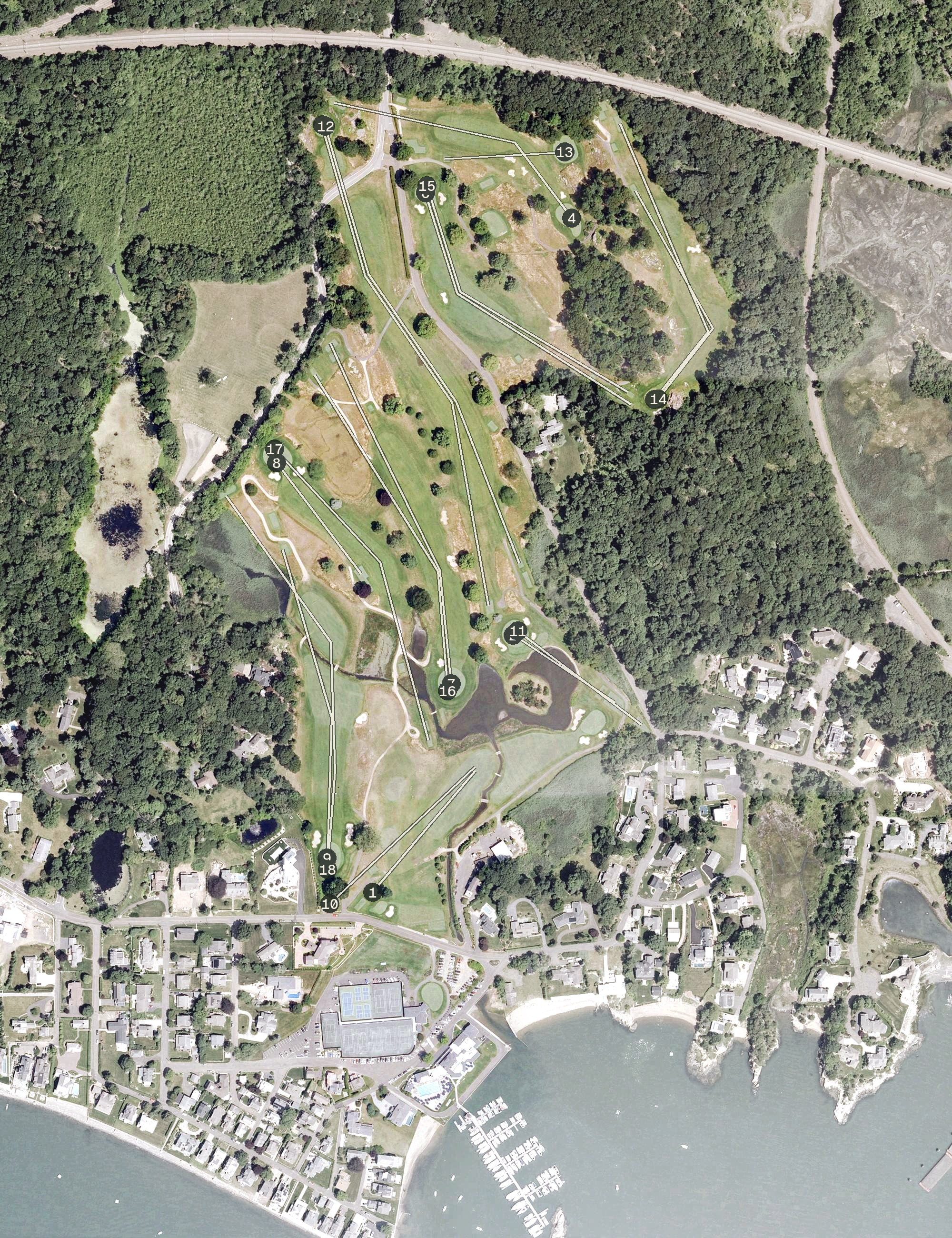 Aerial view of Pine Orchard Yacht & Country Club, CT