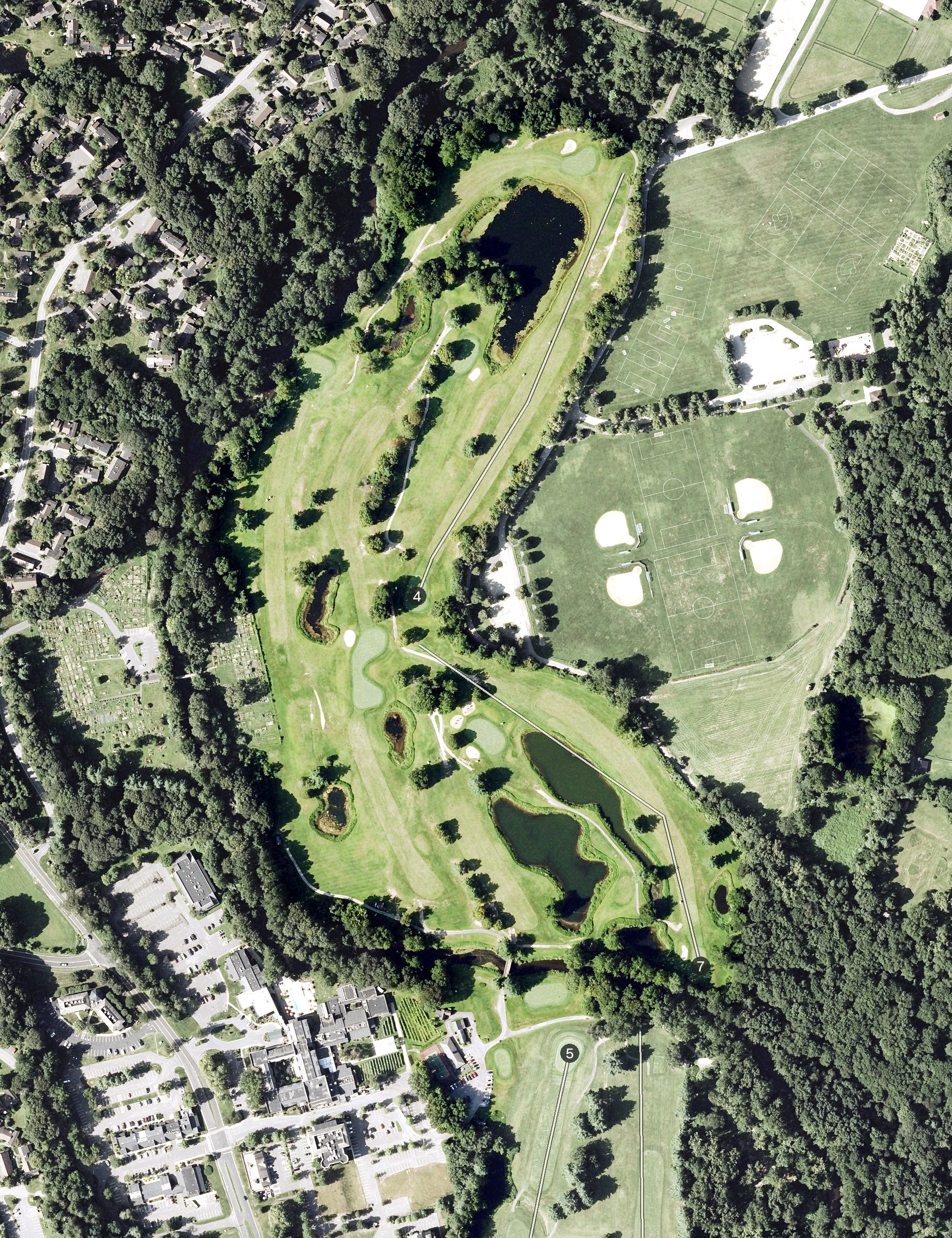 Aerial view of Pomperaug Golf Club, CT