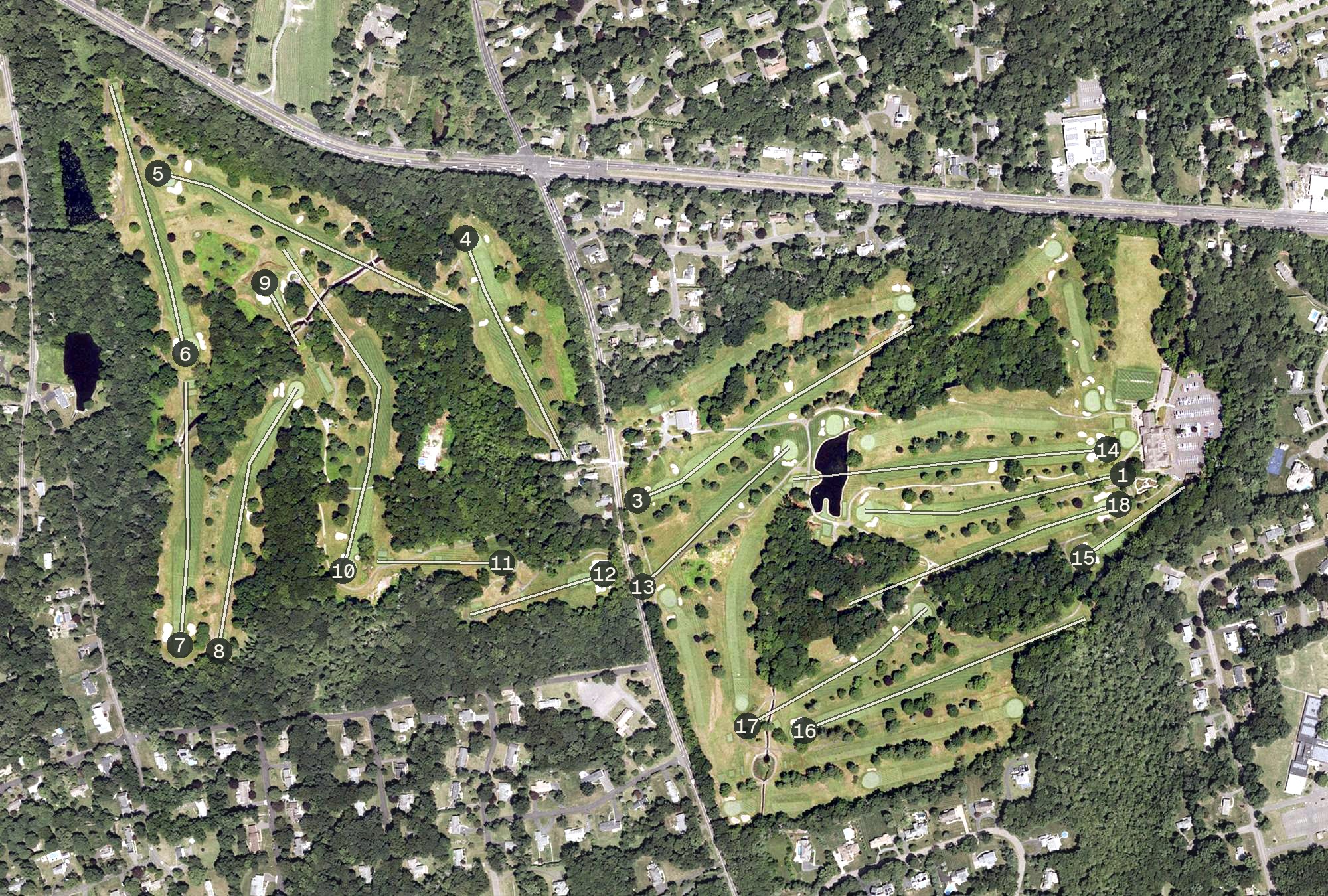 Aerial view of Race Brook Country Club, CT