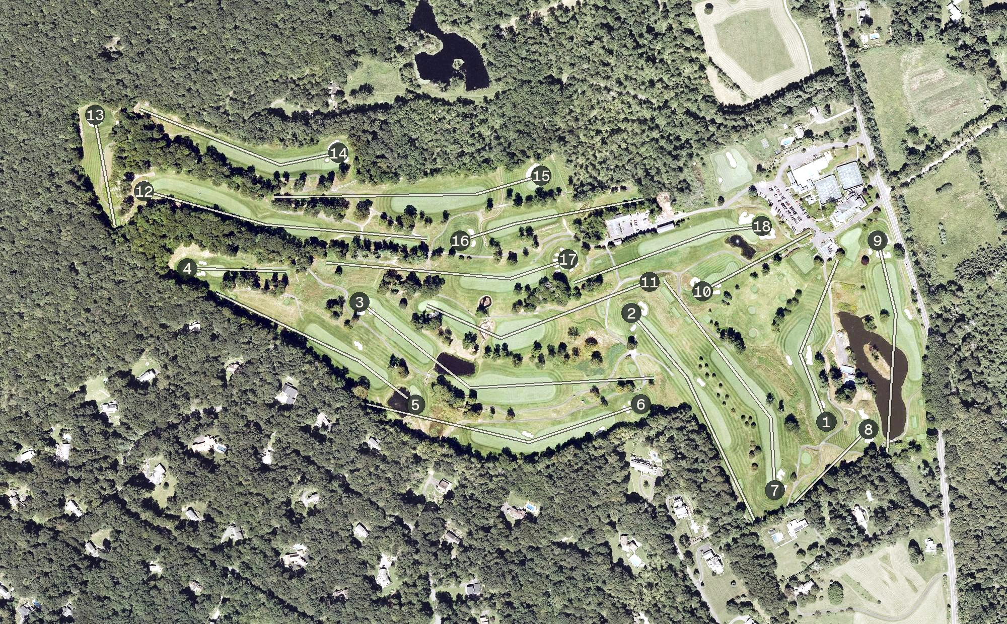 Aerial view of Redding Country Club, CT