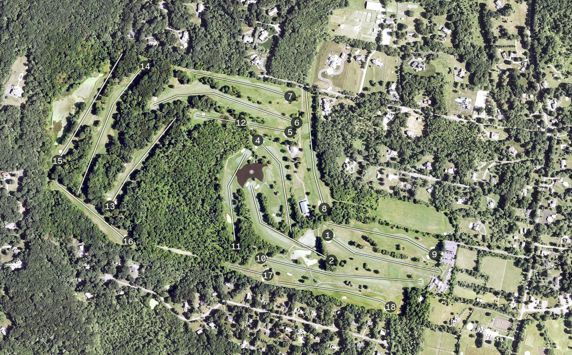 Aerial view of Ridgefield Golf Club, CT