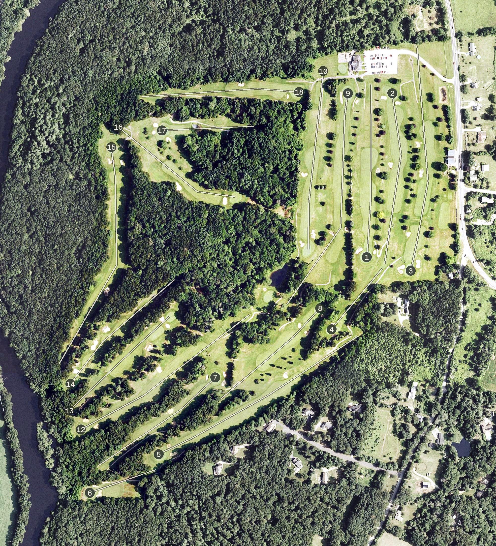 Aerial view of River Ridge Golf Course, CT