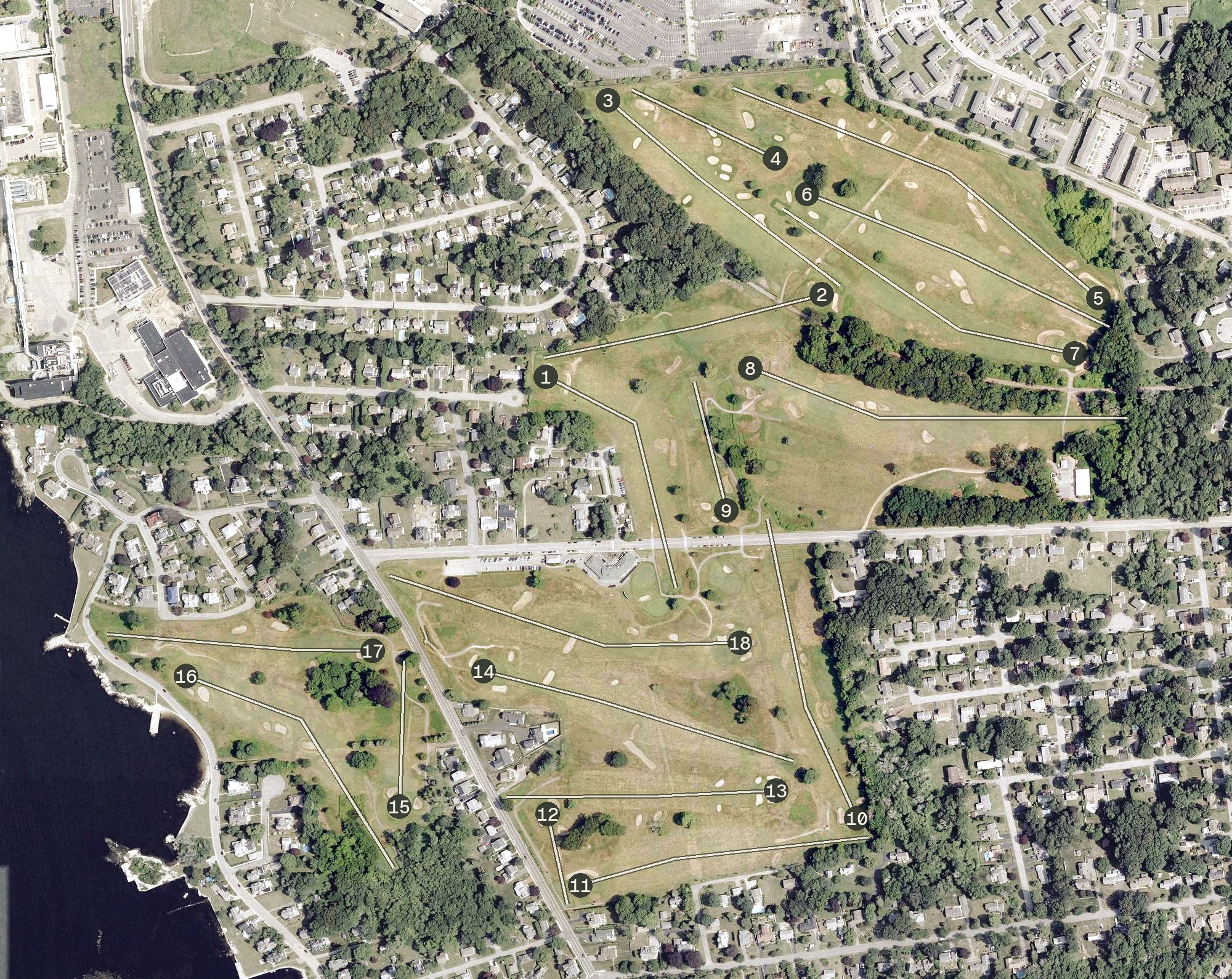Aerial view of Shennecossett Golf Course, CT