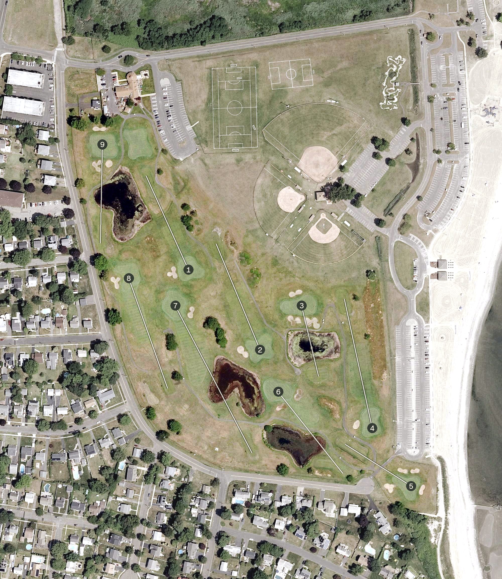 Aerial view of Short Beach Golf Course, CT