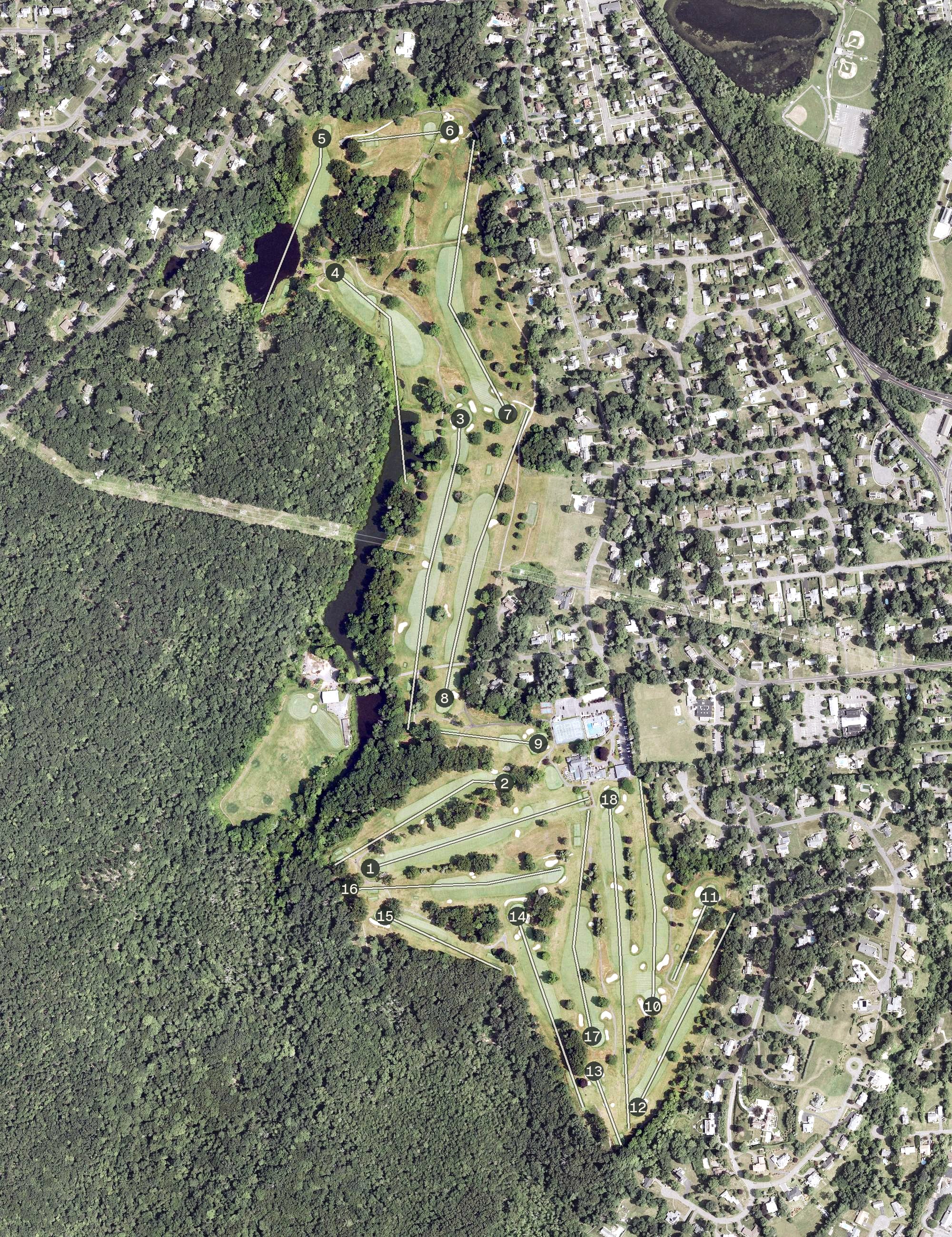 Aerial view of Shuttle Meadow Country Club, CT